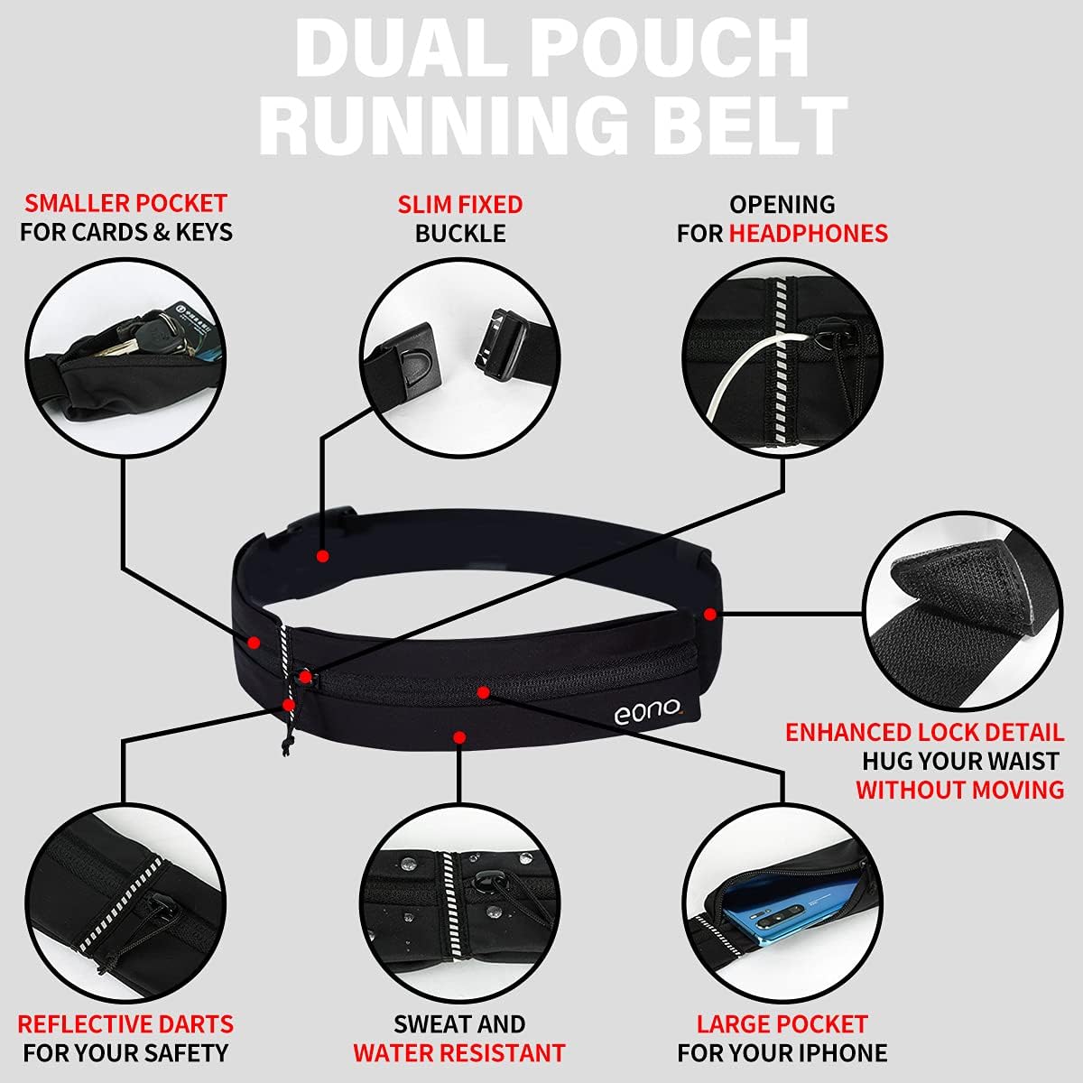 Detalle de Eono running belt waist pack, water resistant
