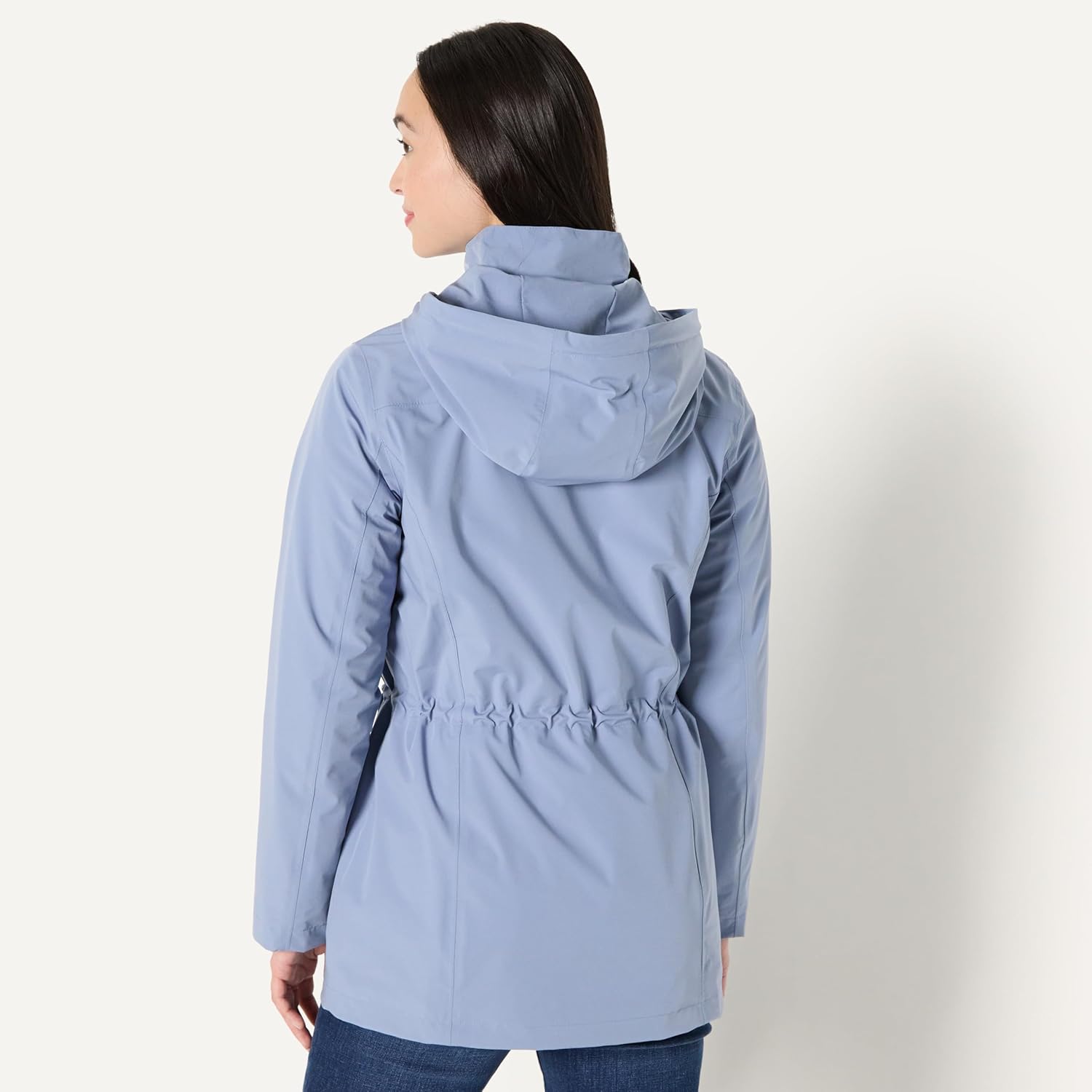 Detalle de Amazon Essentials Women's Relaxed-Fit Lightweight Waterproof Long Hooded Rain Jacket