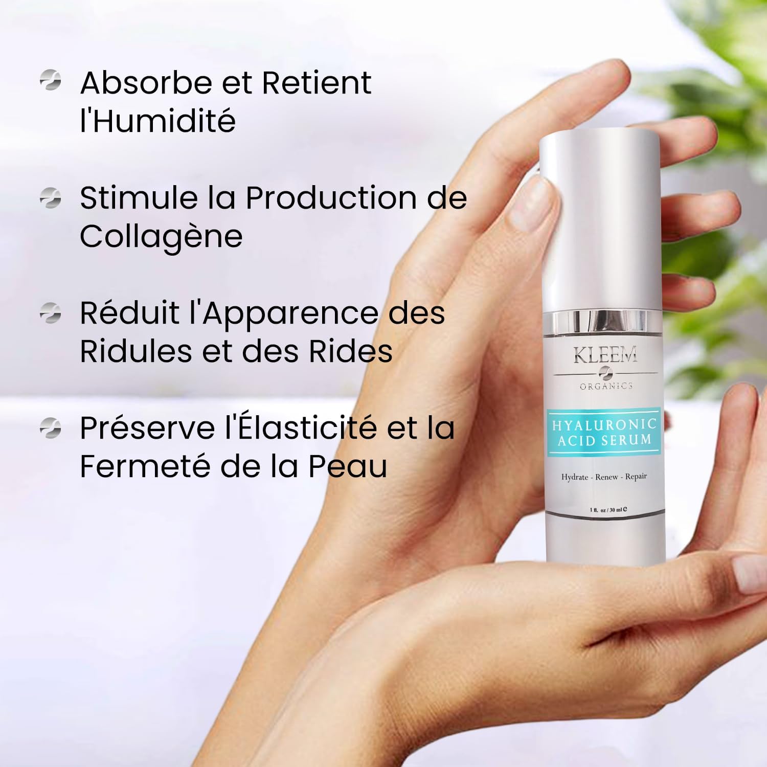 Thumbnail 4 de Kleem Organics Sérum visage à l’acide hyaluronique pur + vitamine C, E et aloe vera