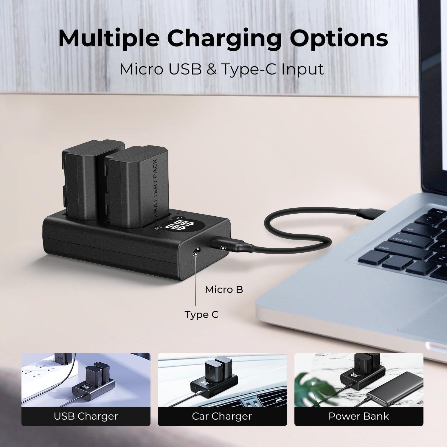 Thumbnail 3 de K&F CONCEPT NP-W235 Battery Charger with Dual-Slot and LCD Screen for Fujifilm X-Series