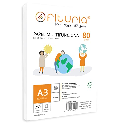 Ofituria Paquete folios A3 250 hojas 80 g/m² 📄