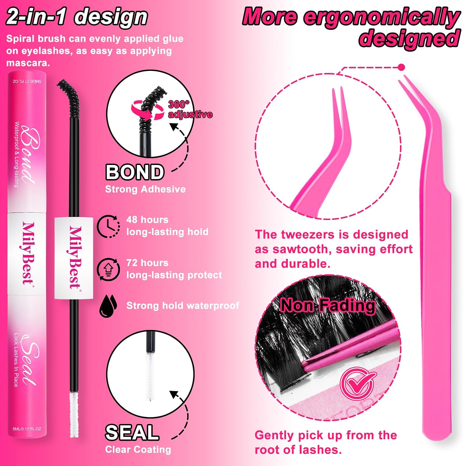 Thumbnail 4 de MilyBest 100D Fluff Lash Clusters Kit, 10–18 mm D-Curl with Bond & Seal