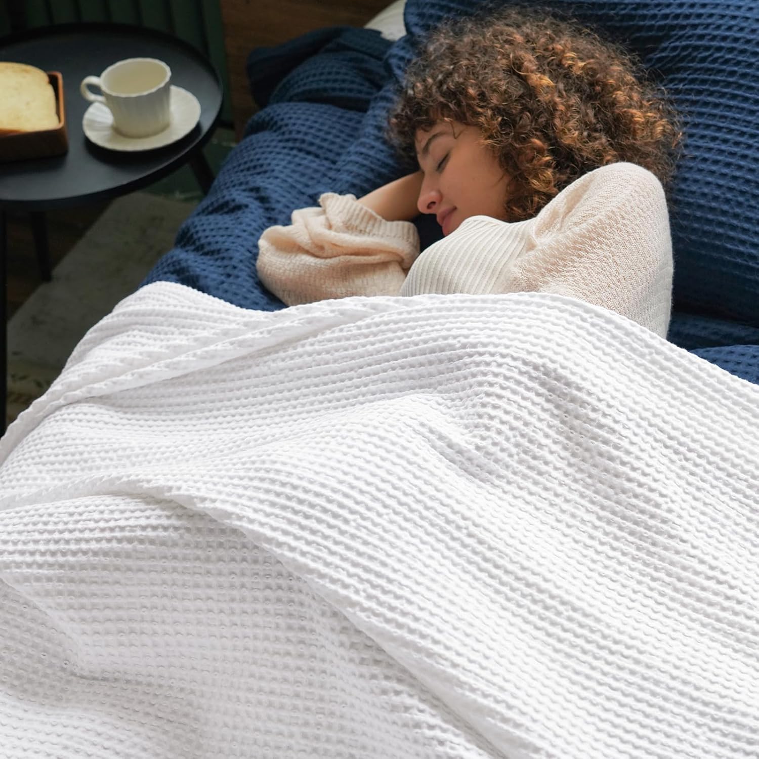 Thumbnail 3 de PHF 100% Cotton Waffle Weave Blanket (Double 150 x 200 cm) – Oeko-Tex Certified, Lightweight and Breathable