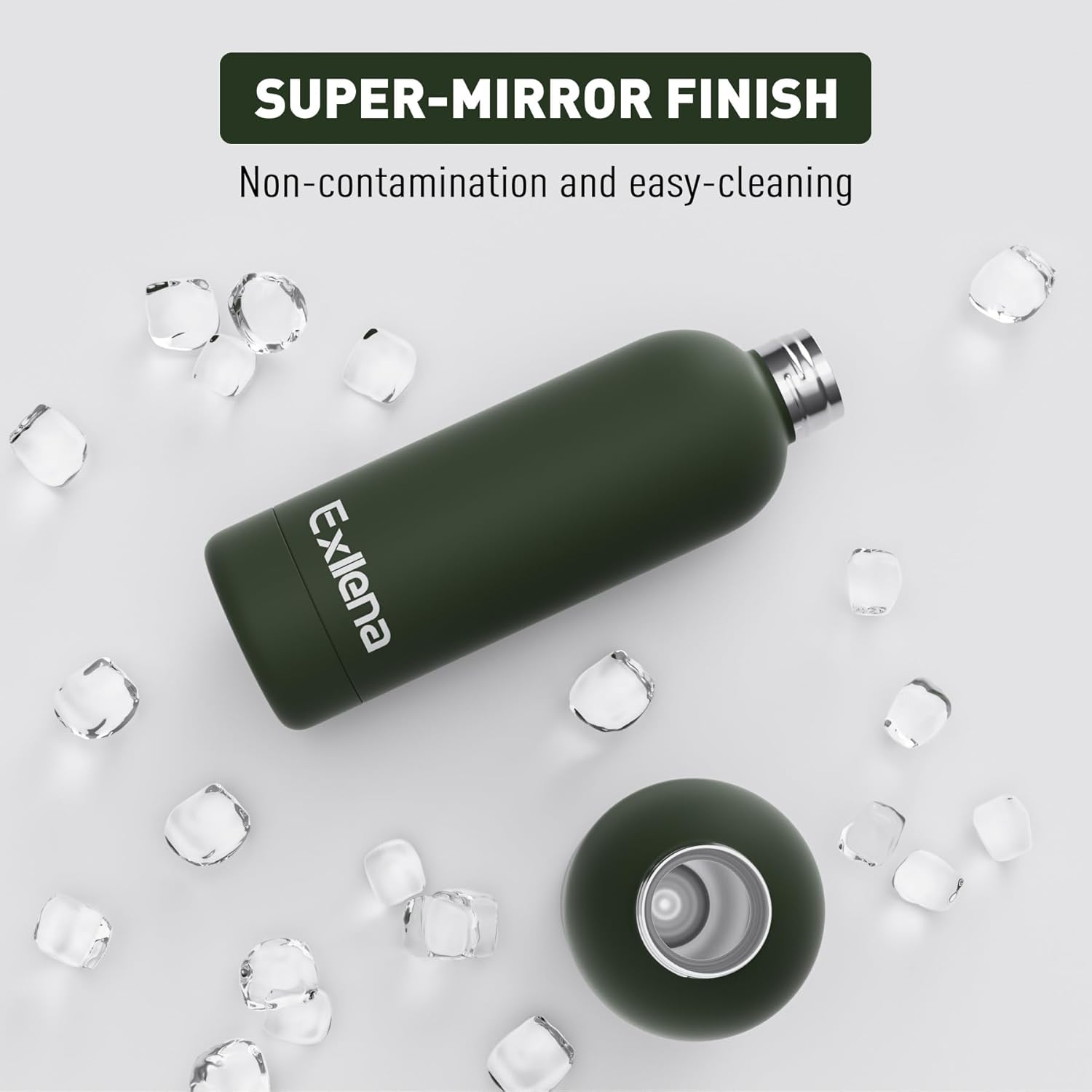 Thumbnail 4 de Exllena 350ml Small Water Bottle with Carry Handle - Vacuum Insulated, BPA Free (Pine Green)