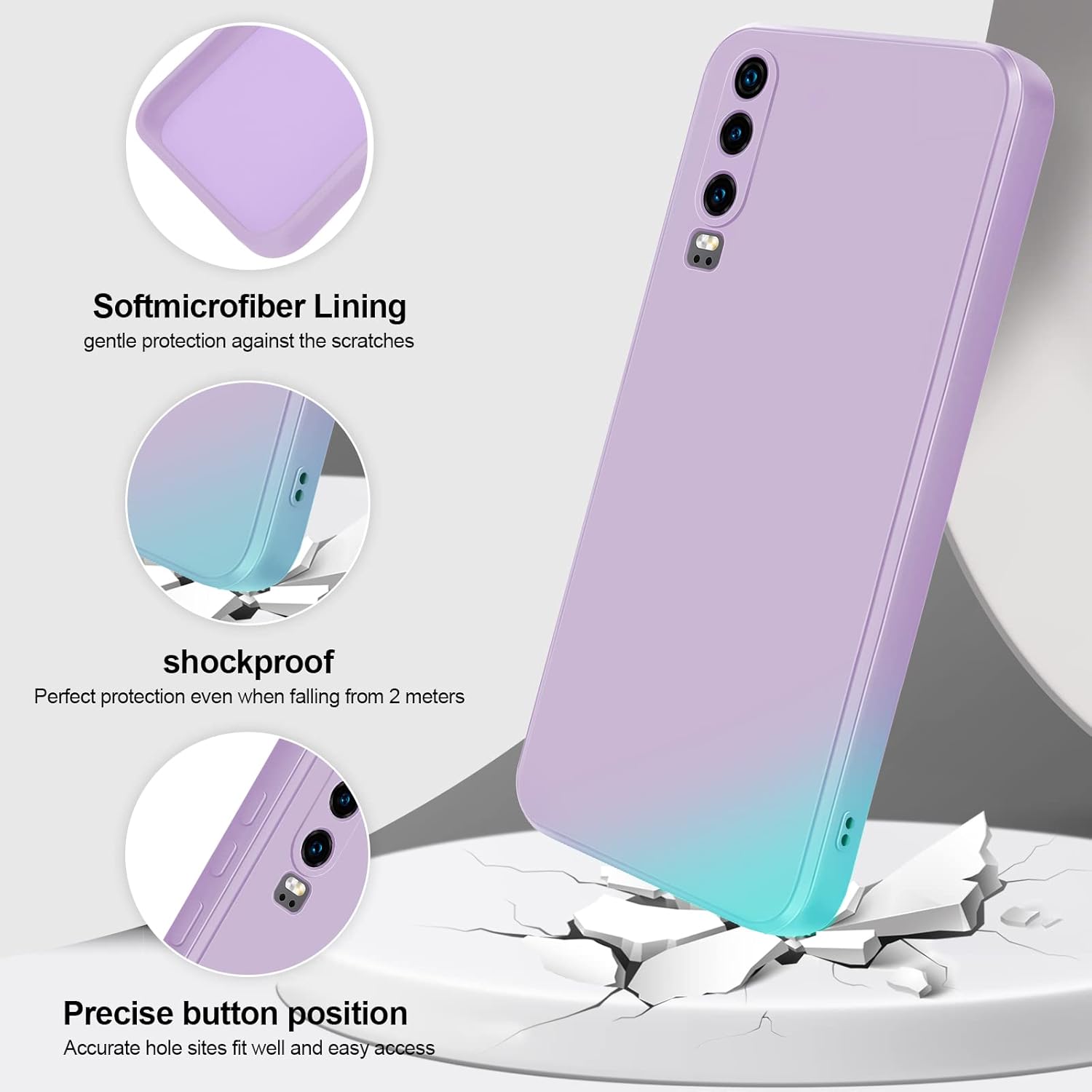 Thumbnail 1 de GiiYoon Hülle für Huawei P30 – Rundumschutz aus Liquid Silicone in Lila