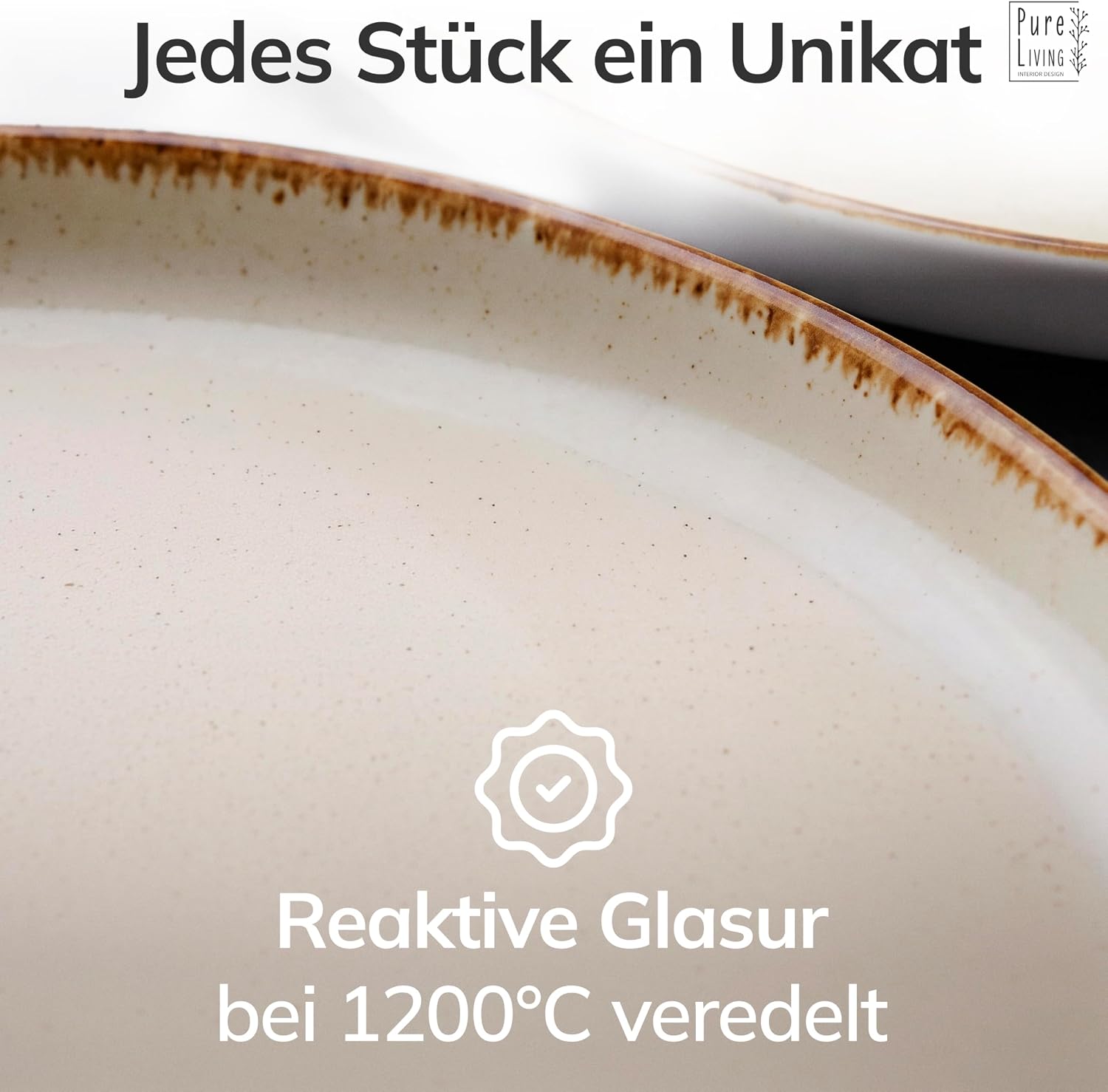 Thumbnail 6 de Steingut Geschirrset Rustic 24-tlg. für 6 Personen – Pure Living in Beige