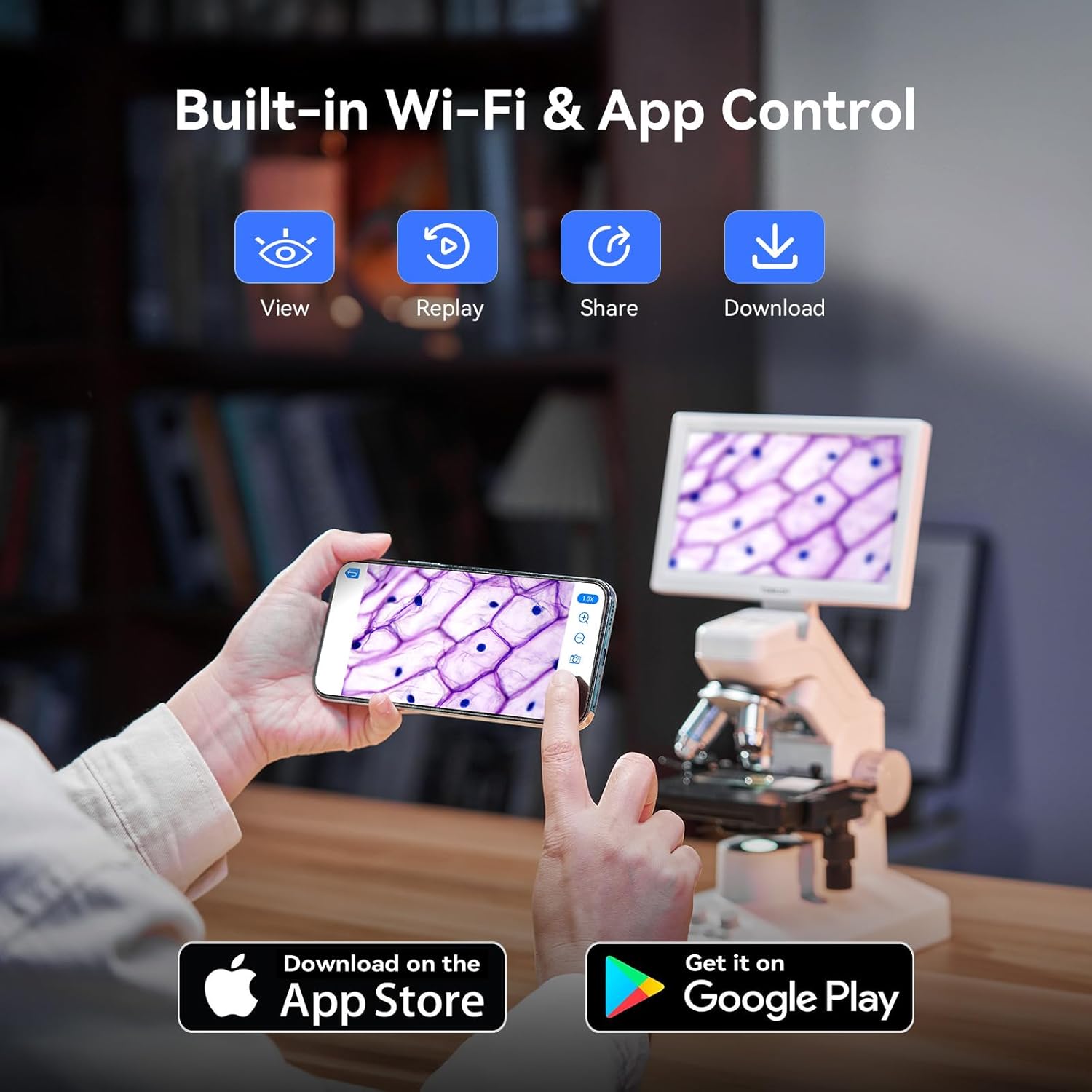 Thumbnail 2 de TOMLOV DM301 Max 7-inch digital biological microscope with HDMI, WiFi app control & measurement scale