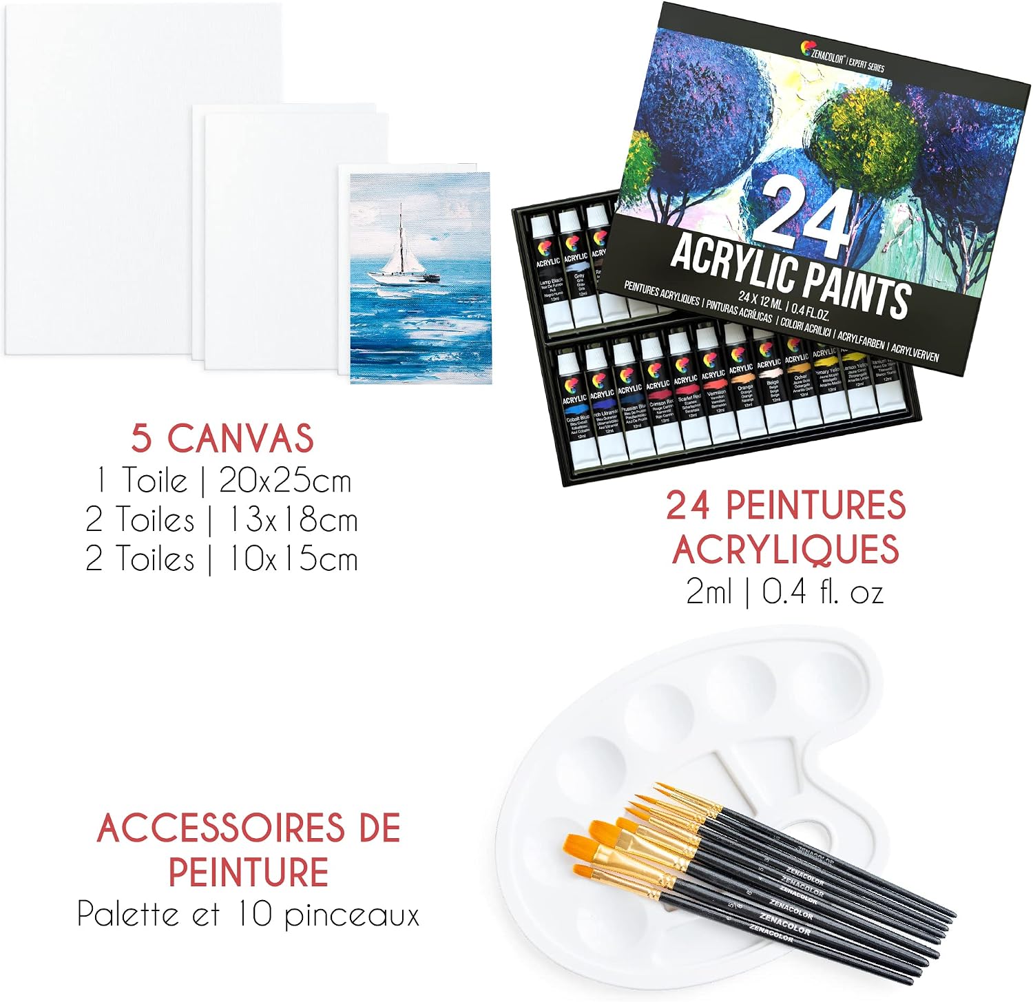 Detalle 2 de Zenacolor Kit peinture acrylique 24x12ml 🎨