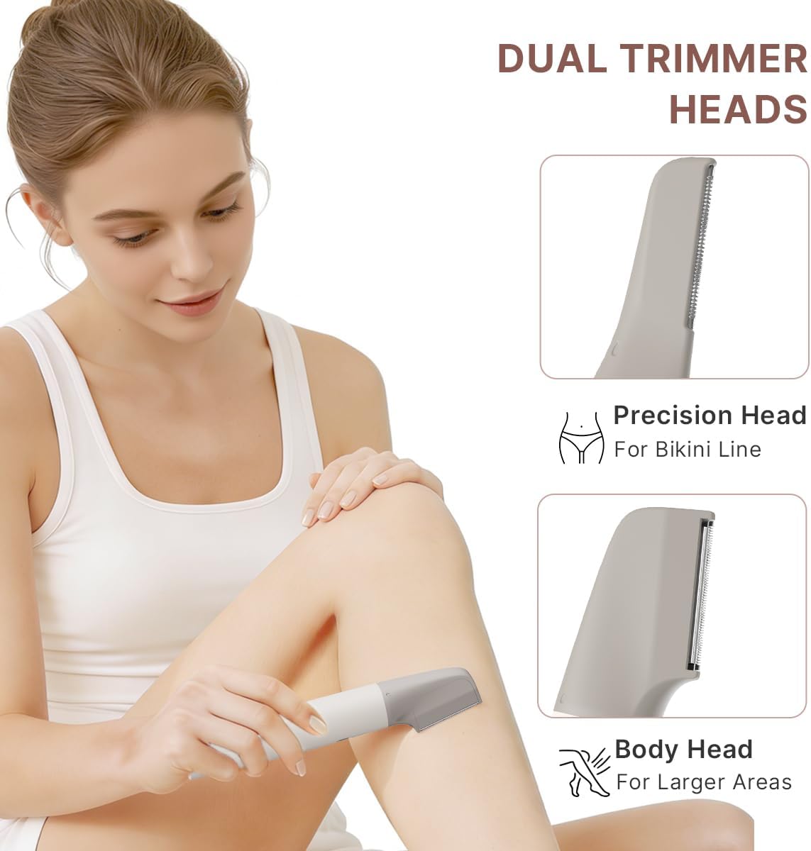 Detalle de TOUCHBeauty Bikini Trimmer for Women – 2-in-1 Electric Trimmer with 26mm & 36mm Heads