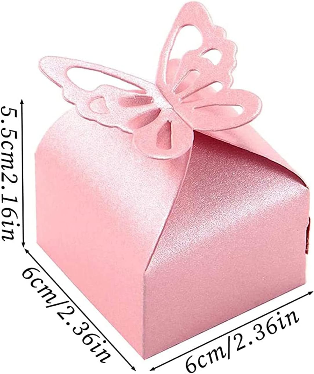 Detalle de Yqhugbc fjärilsaskar i pärlpapper, 6 × 6 × 6 cm, 50-pack i rosa