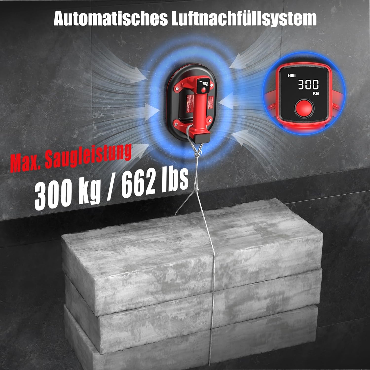 Thumbnail 3 de SundpeyPRO 2er-Set Akku Saugheber 10" – 300 kg Tragkraft, Glassauger mit 4× 3,0 Ah Akkus