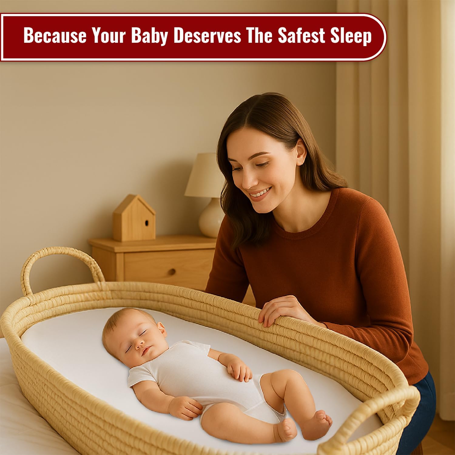 Detalle de Lakhmaali 2x Moses Basket Mattress Protector – 75 × 35 cm, 155 GSM Terry Towelling, Waterproof & Silent