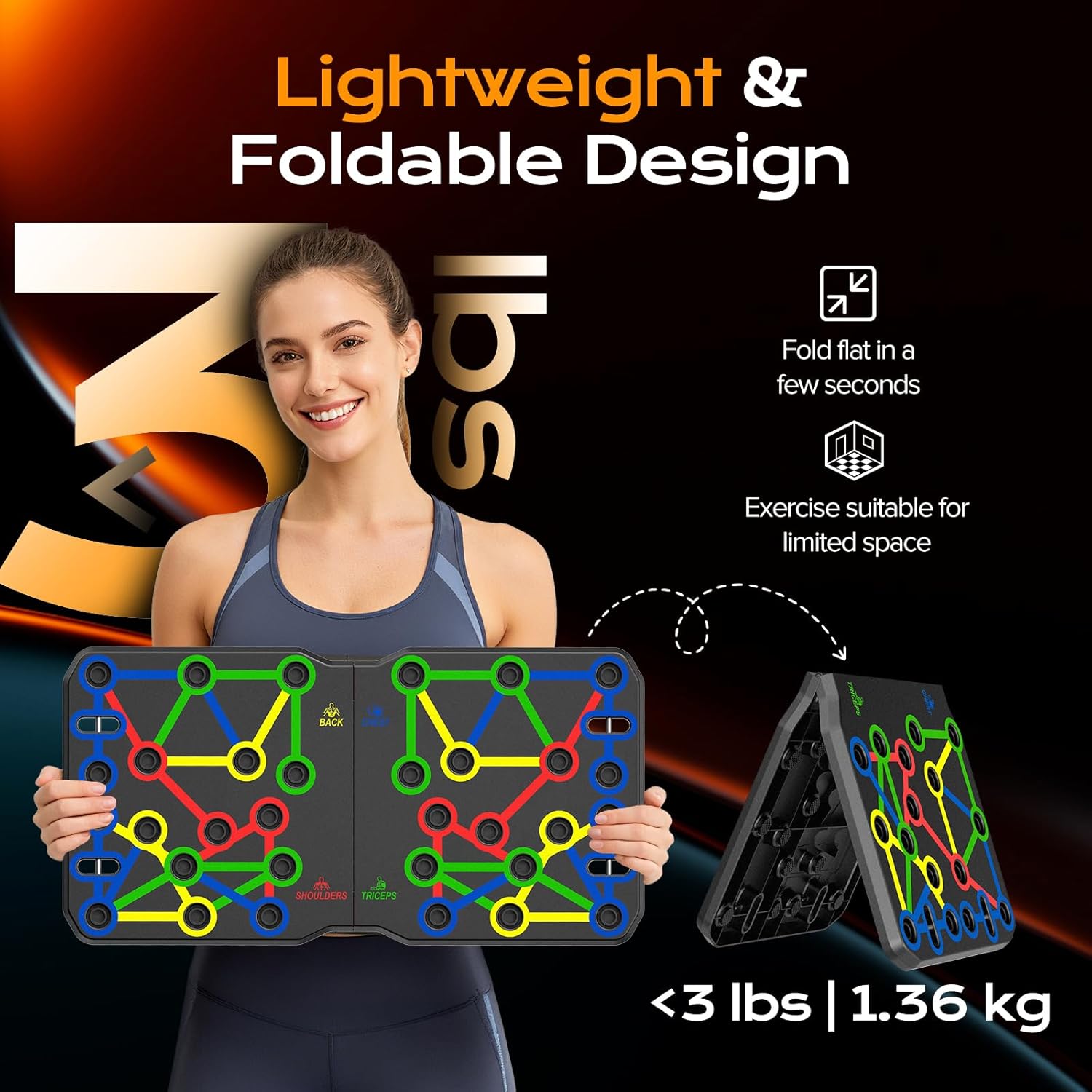 Detalle 2 de AERLANG Push Up Board: Foldable 20-in-1 Home Gym for Upper Body Strength