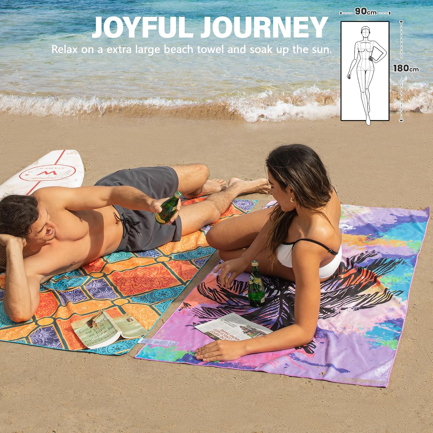 Thumbnail 4 de Winthome Beach Towel 2 Pack 90×180cm