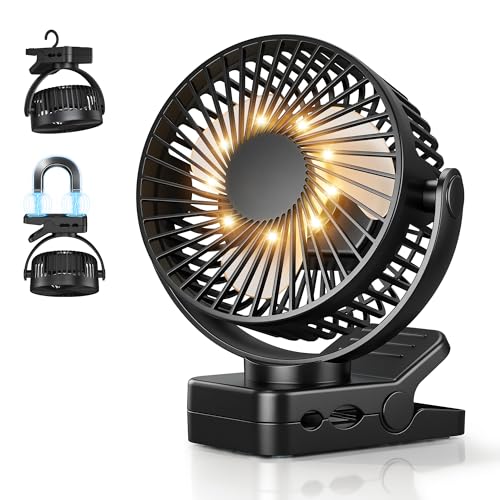 Detalle de Orvyna USB Ventilador Portátil Recargable 12000mAh 4 en 1: ventilador de sobremesa, pinza, portátil y magnético con mando