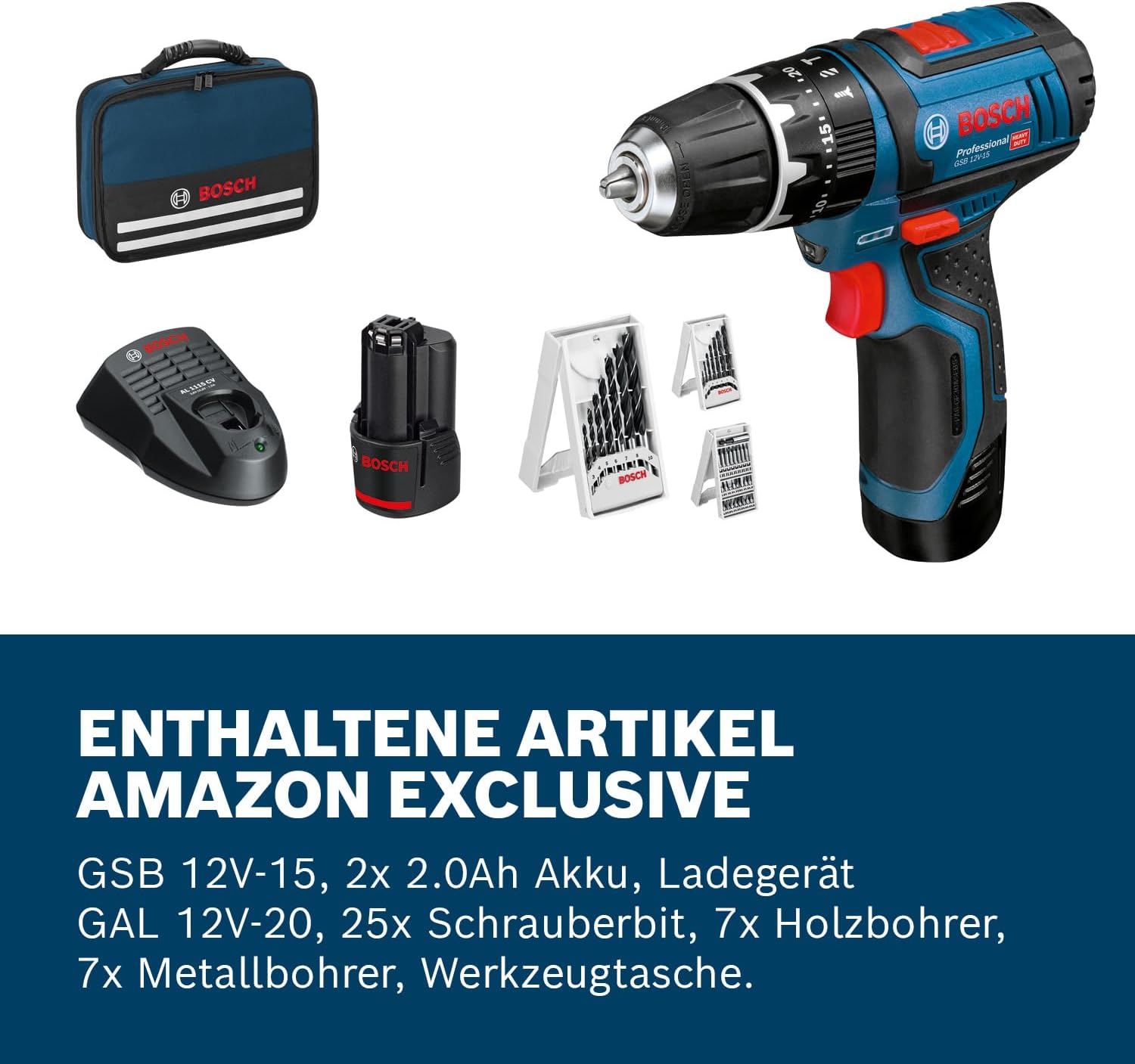 Thumbnail 5 de Bosch GSB 12V-15 Akku Schlagbohrschrauber 2x 2,0 Ah 🛠