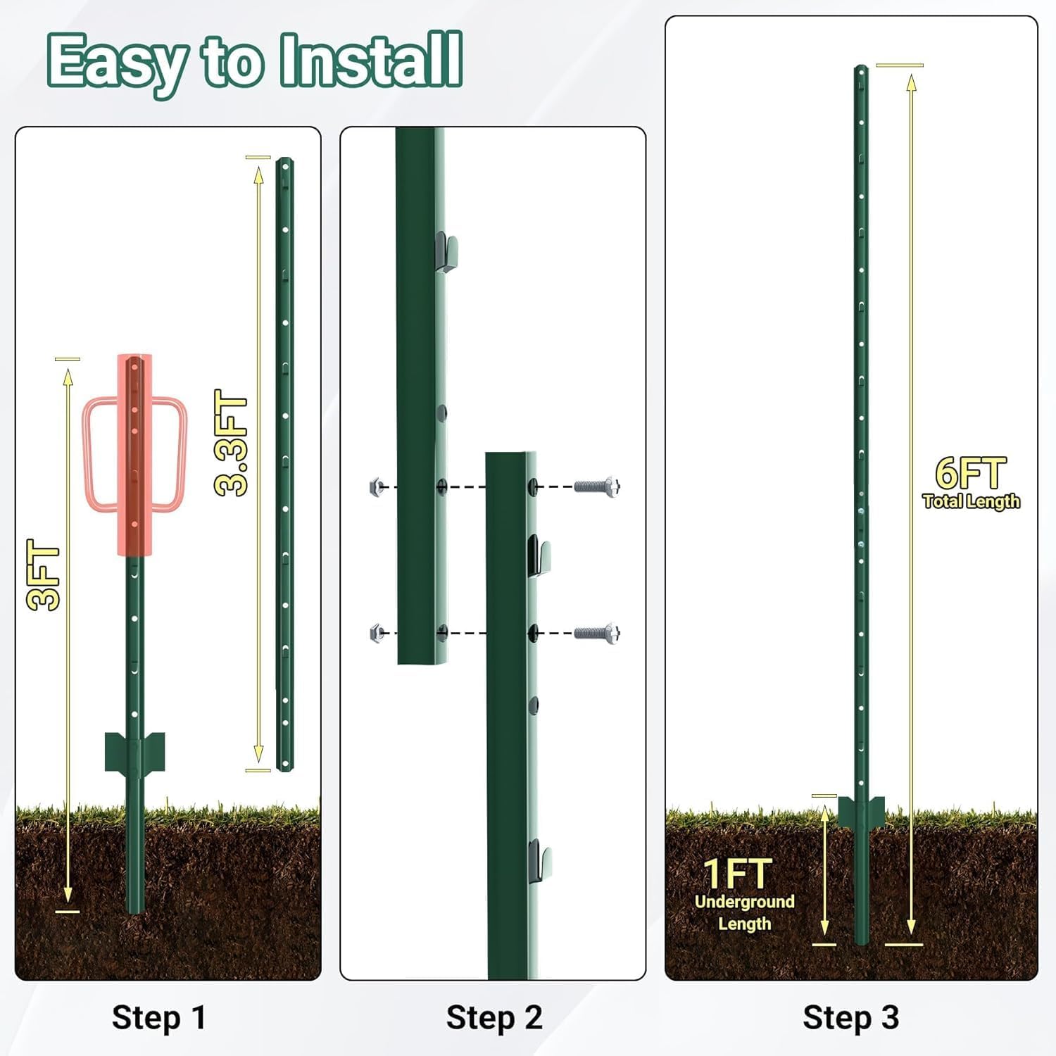 Thumbnail 1 de Sptchapn 6ft Metal Fence Post Pack of 10