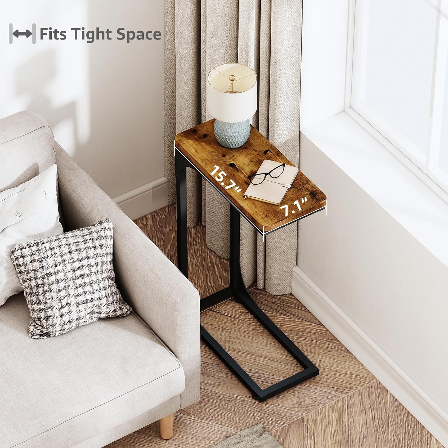 Detalle 2 de QEEIG C-Shaped Side Tables, 7.1-Inch Width