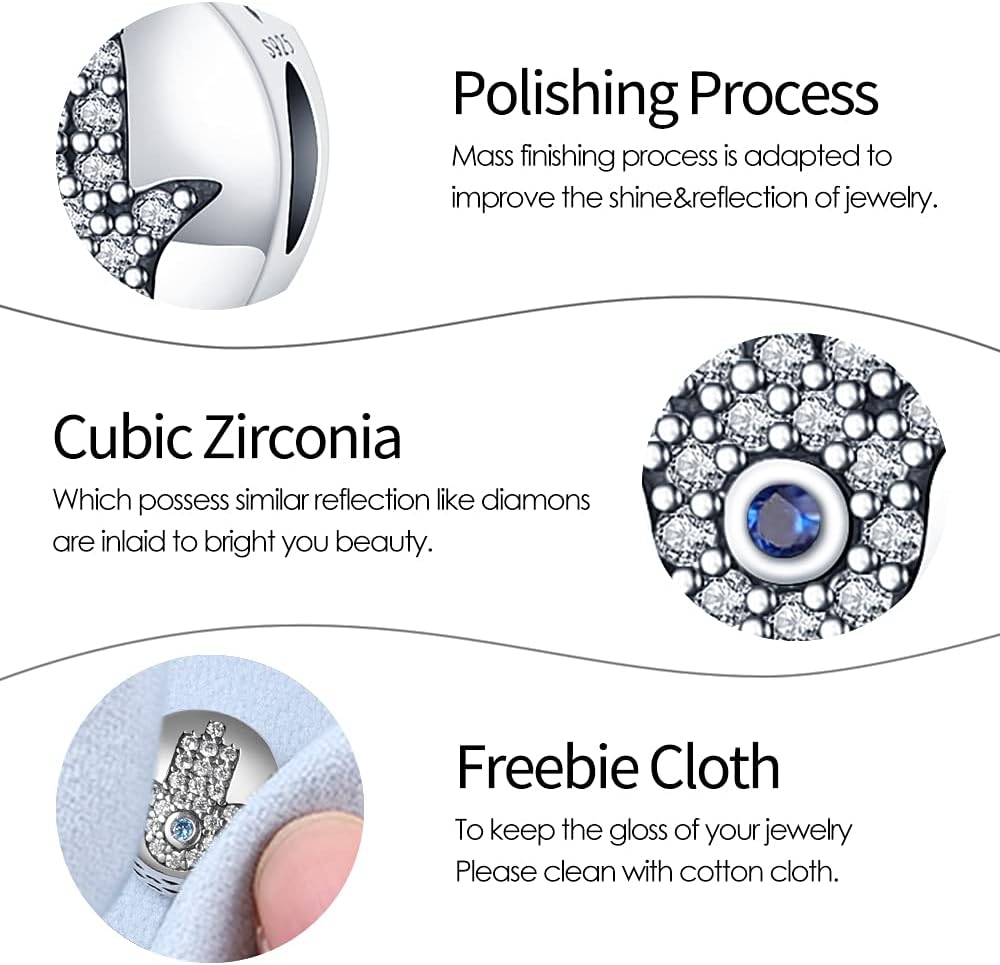 Thumbnail 3 de Pandach Damen Charm-Anhänger aus 925 Sterling Silber mit Zirkonia – passend für europäische Armbänder und Halskette