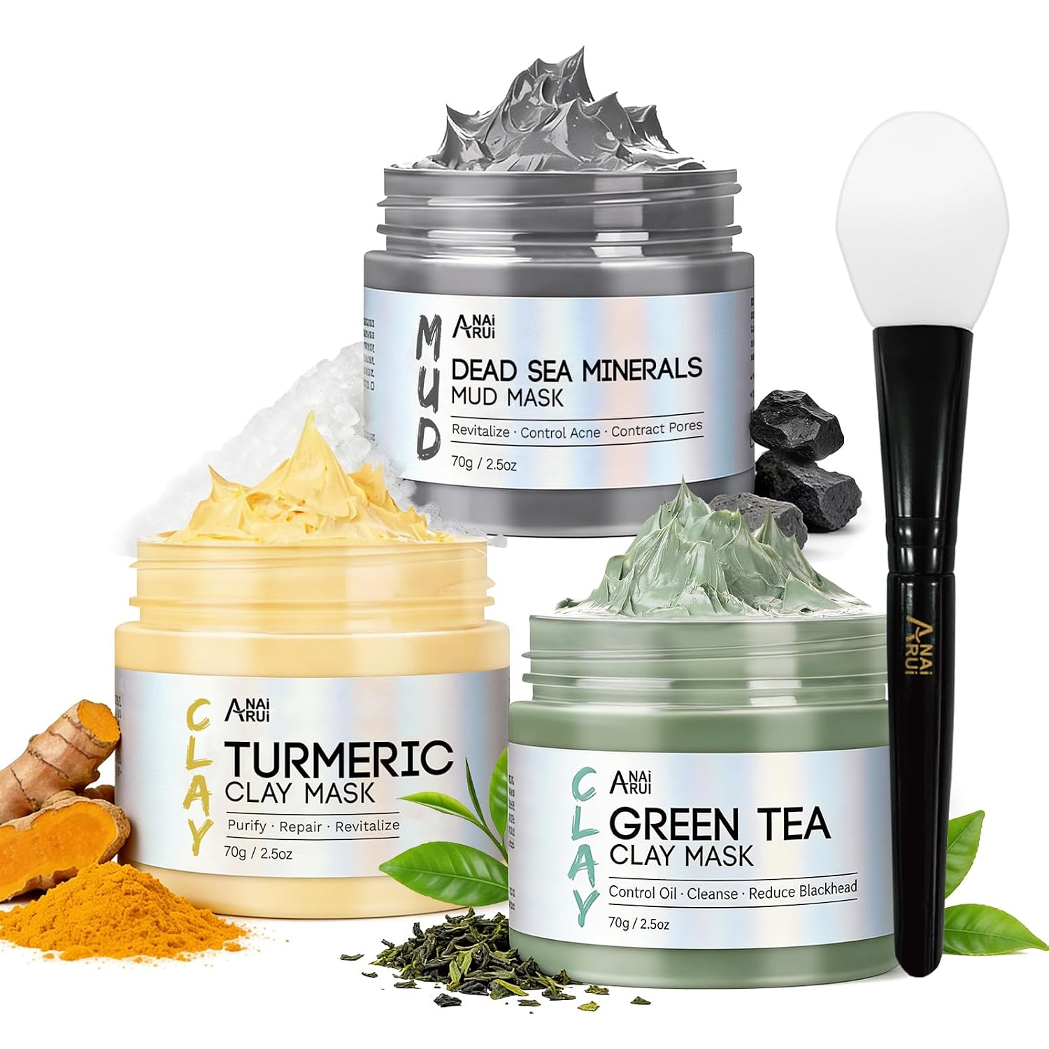 Imagen de ANAiRUi Kurkuma Gesichtsmaske – Tonerde & Grüner Tee en OfertitasTOP