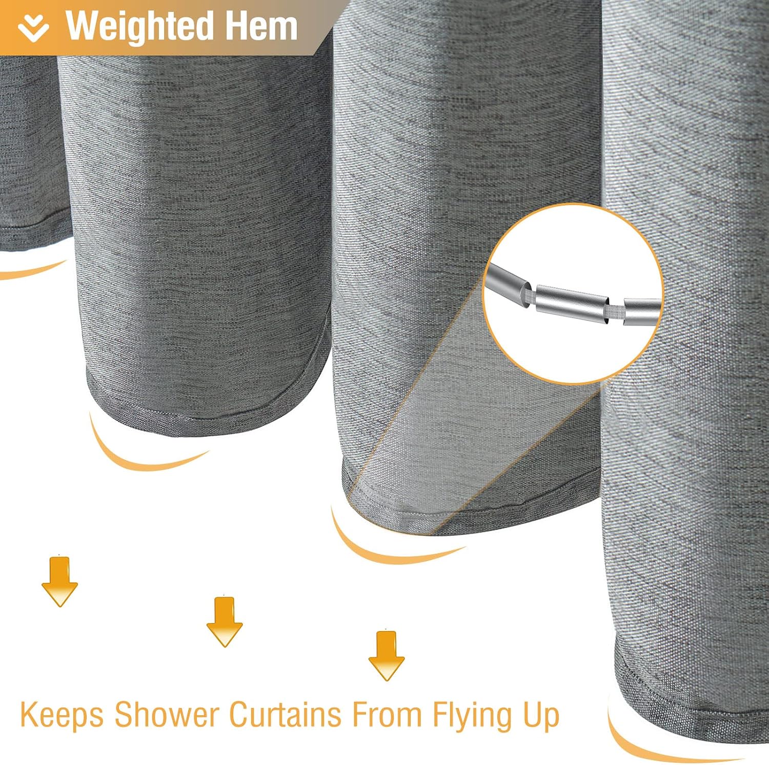 Thumbnail 4 de BTTN Grey Fabric Shower Curtain W72xH72