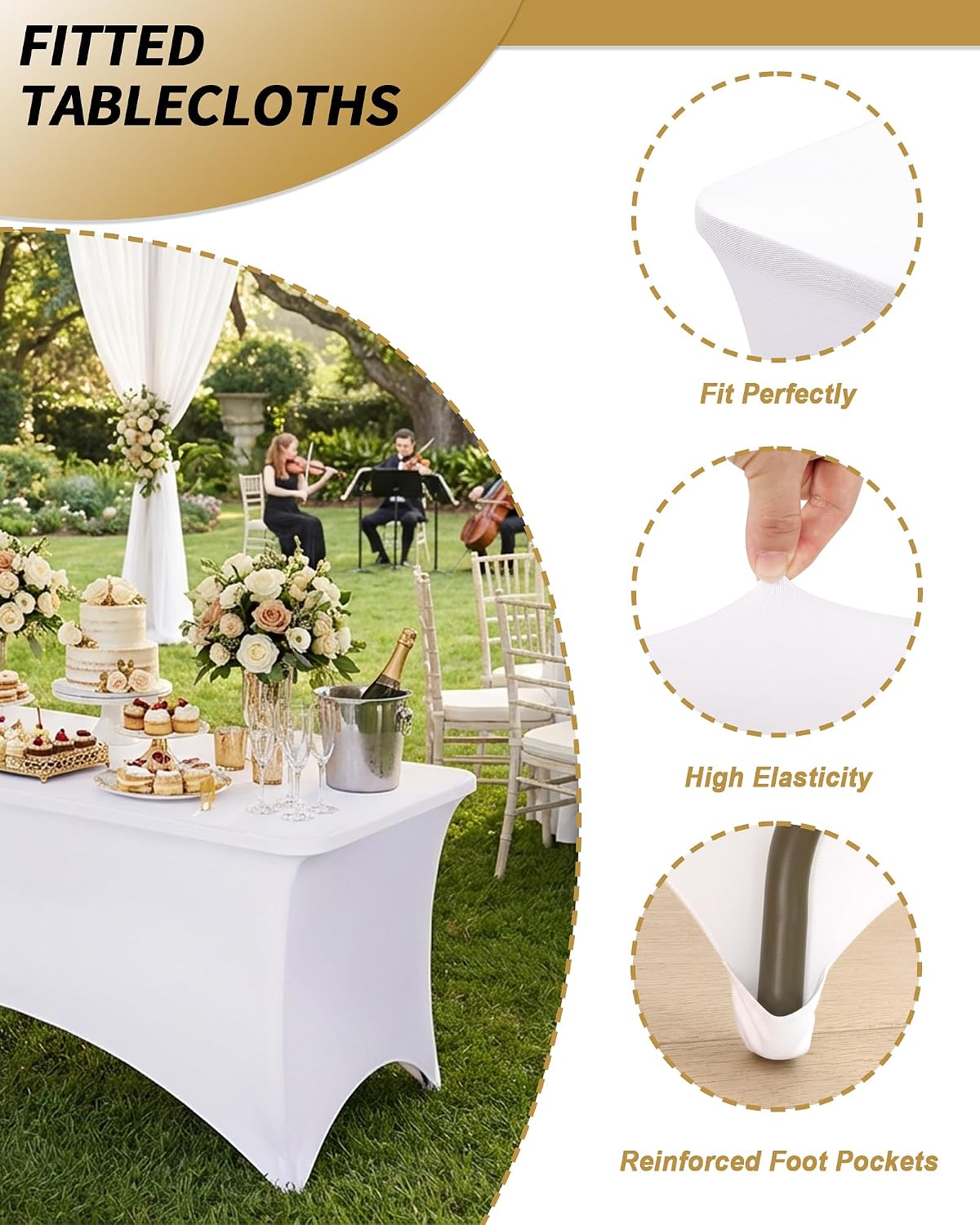 Detalle 2 de Fixwal Stretch Tablecloth 3 Pack, 8 ft