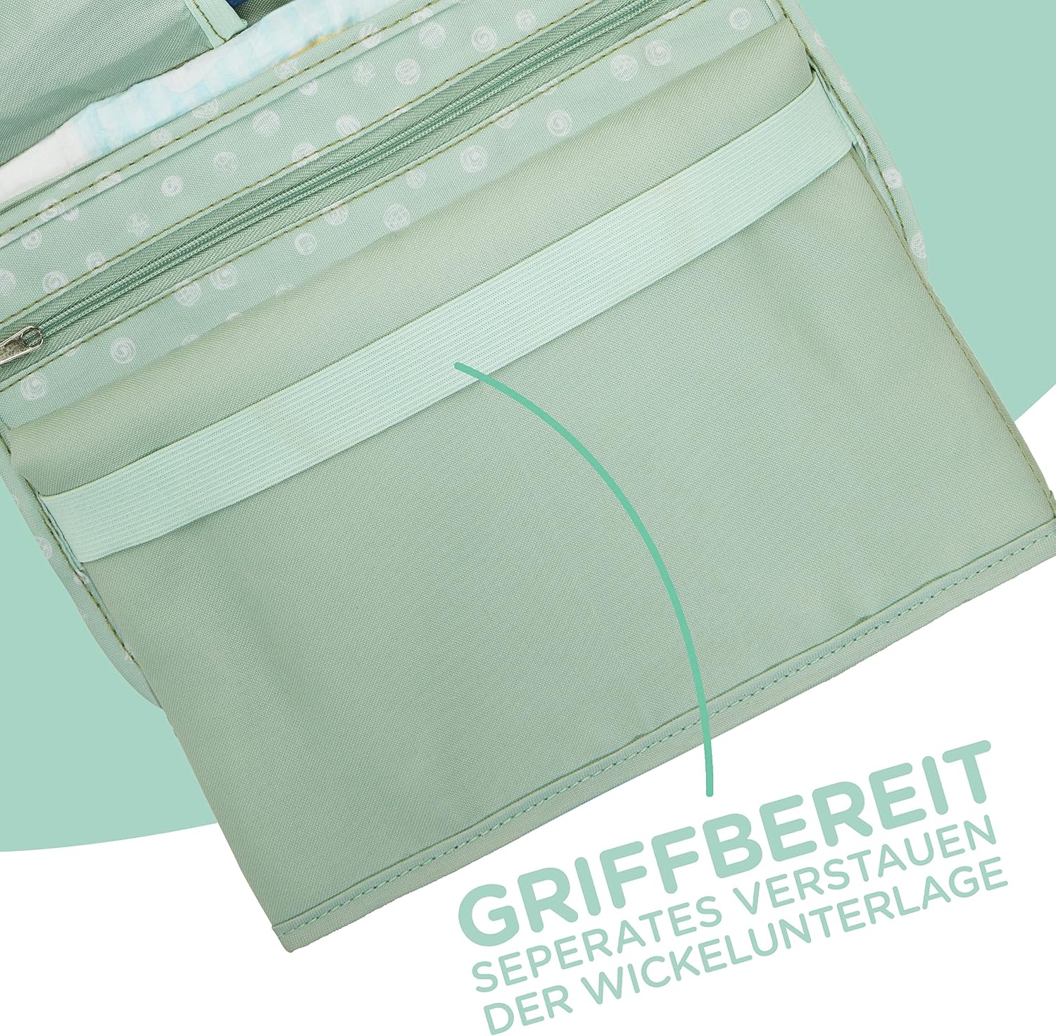 Thumbnail 4 de Jubi Borsa Cambio Neonato con Fasciatoio Portatile – Compatta, Grande Capacità e Organizer per Viaggio e Passeggino