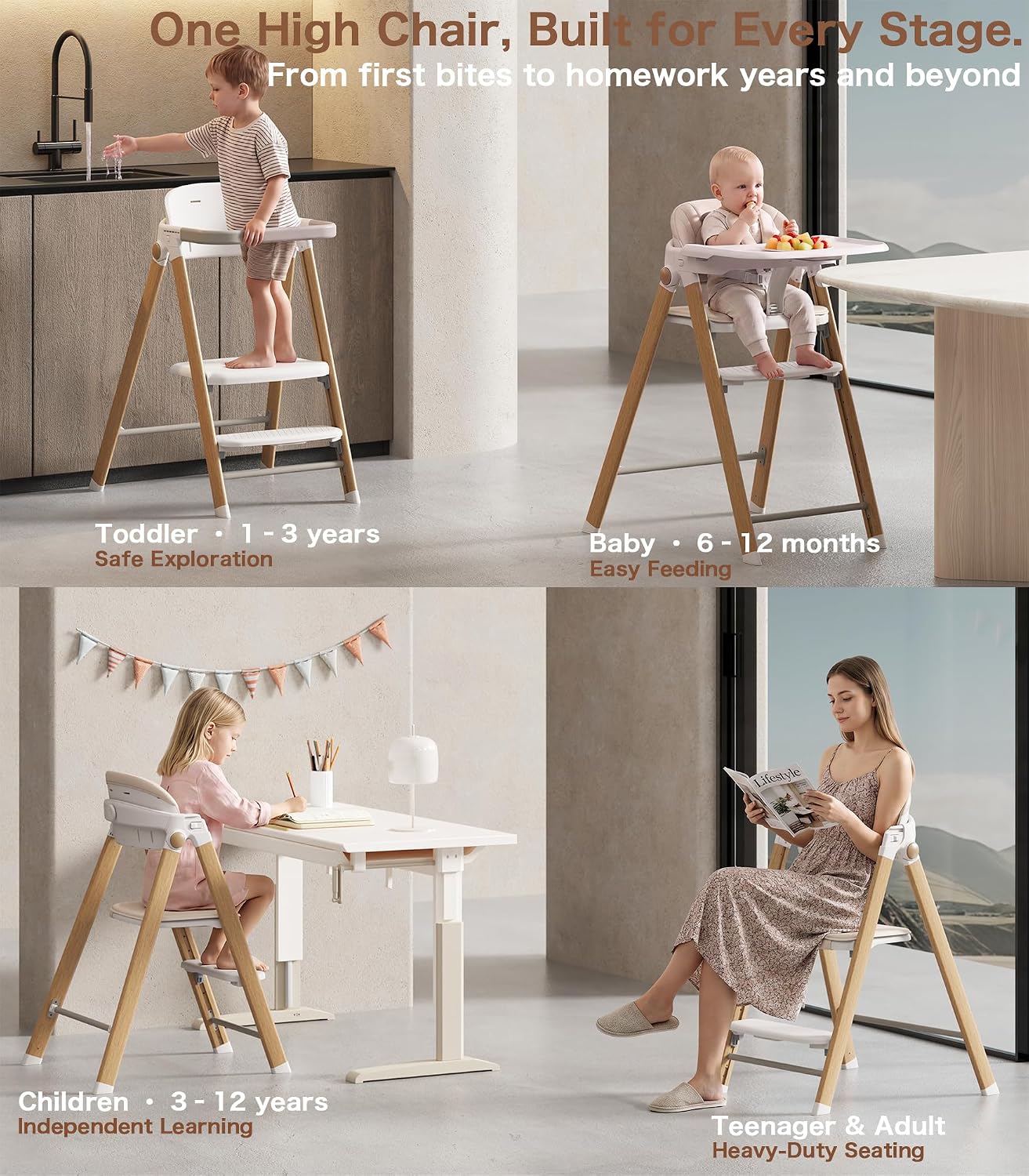 Thumbnail 3 de Cochymi 5-in-1 Convertible High Chair with Toddler Tower, Foldable Design