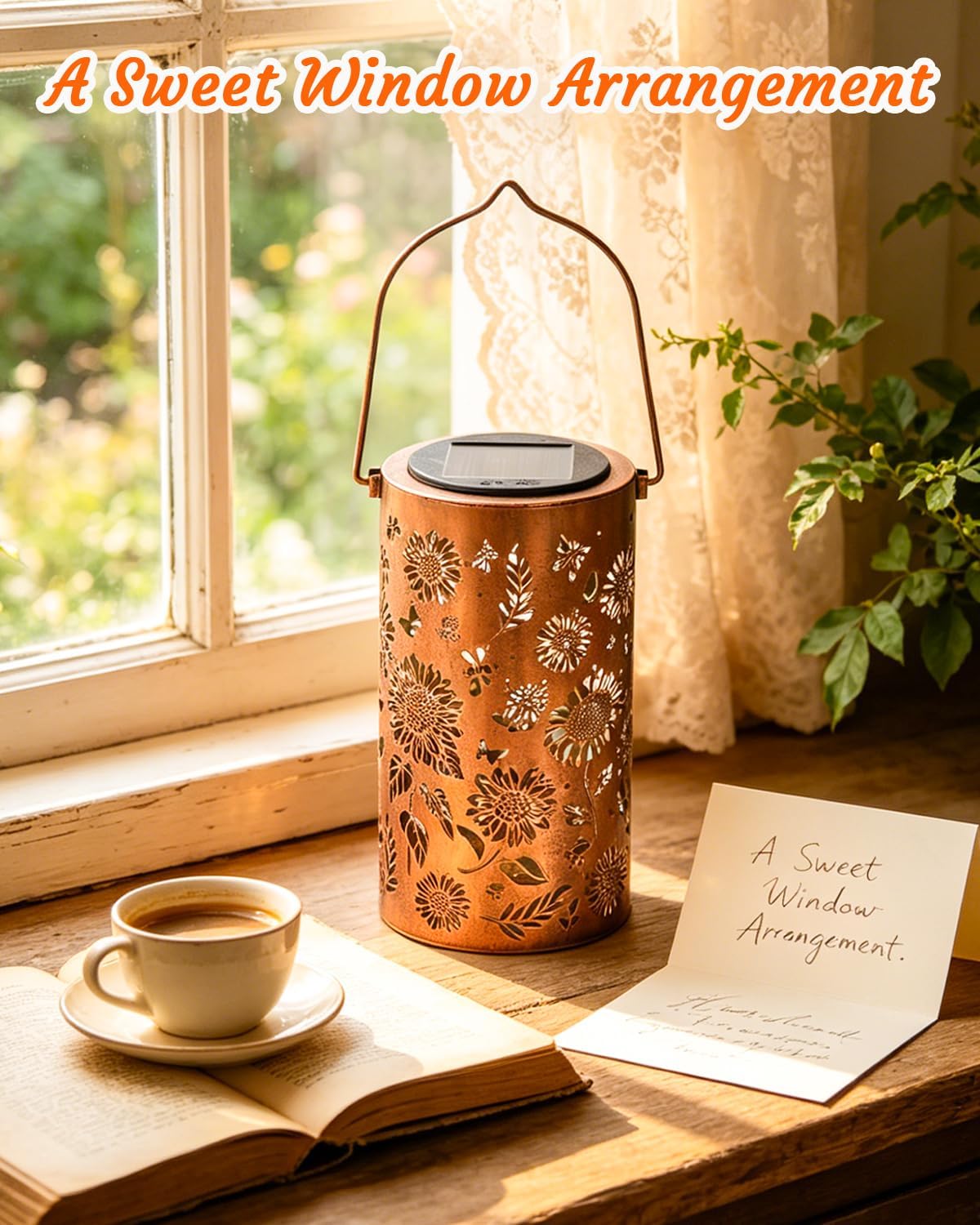 Detalle de Cawabocy Sunflower Solar Lanterns for Garden Decor