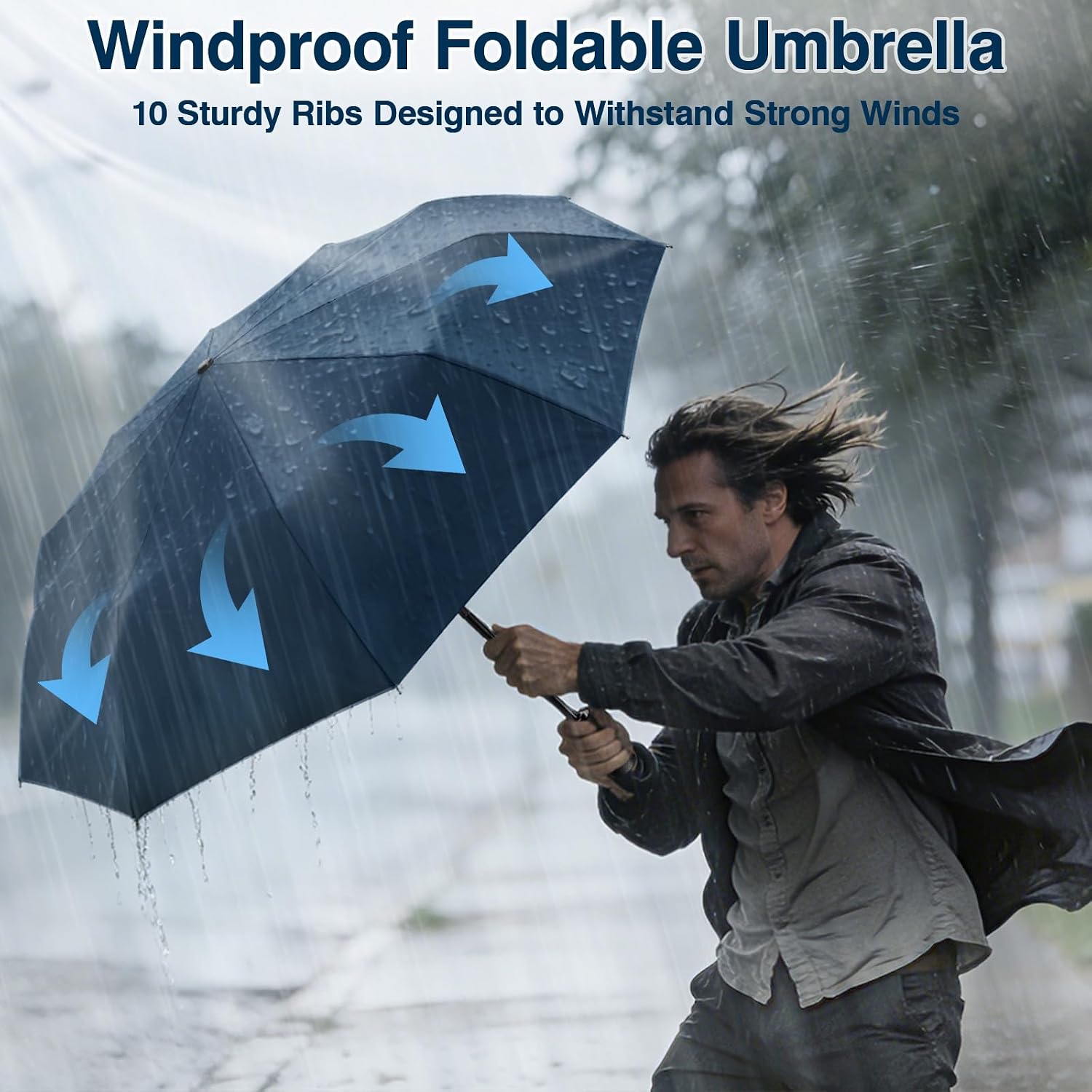 Thumbnail 6 de ZOMAKE Parapluie compact coupe-vent 10 brins