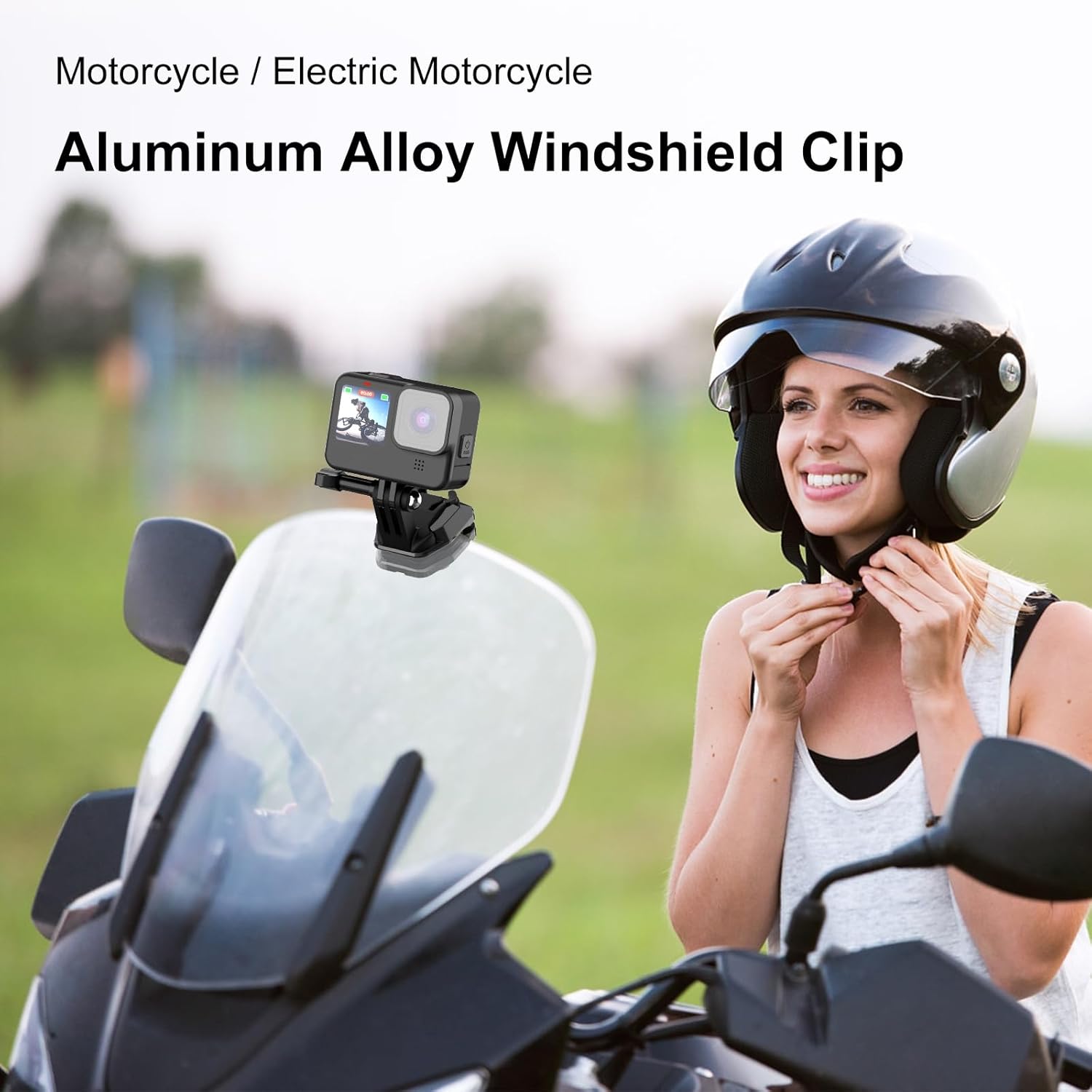 Thumbnail 1 de PULUZ Motorcycle Windshield Action Camera Mount Clip for Go Pro Hero12 Black & More