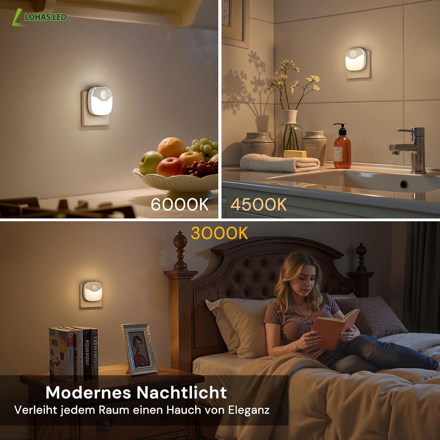 Thumbnail 5 de LOHAS-LED 2er Nachtlicht Steckdose mit Bewegungsmelder und Dämmerungssensor