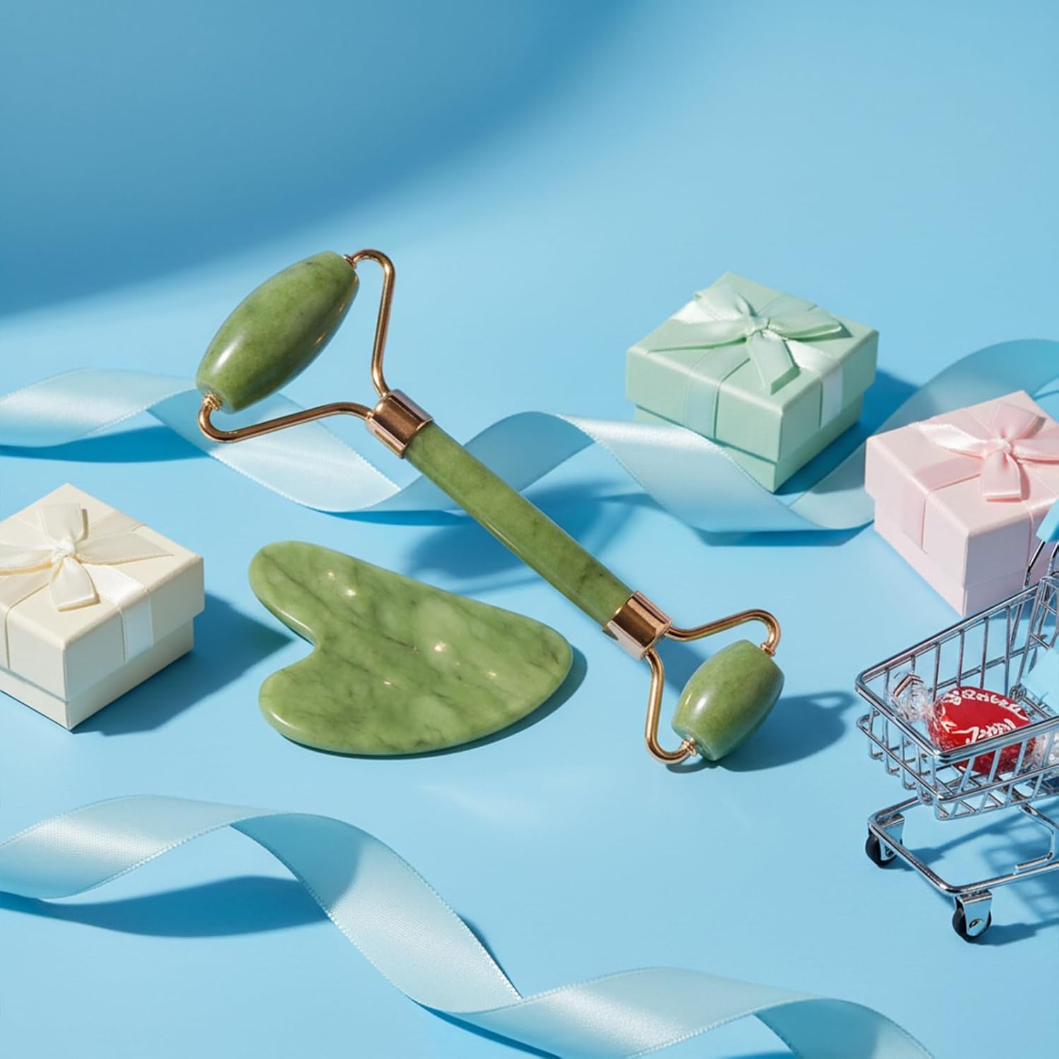 Detalle 2 de BAIMEI Gua Sha und Jade Roller Gesichtstool