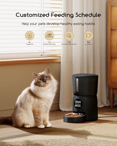 Detalle de Faroro Comedero Automático 4L para Gatos y Perros Medianos | Dispensador con 6 comidas diarias, control de porciones y voz de 10 segundos
