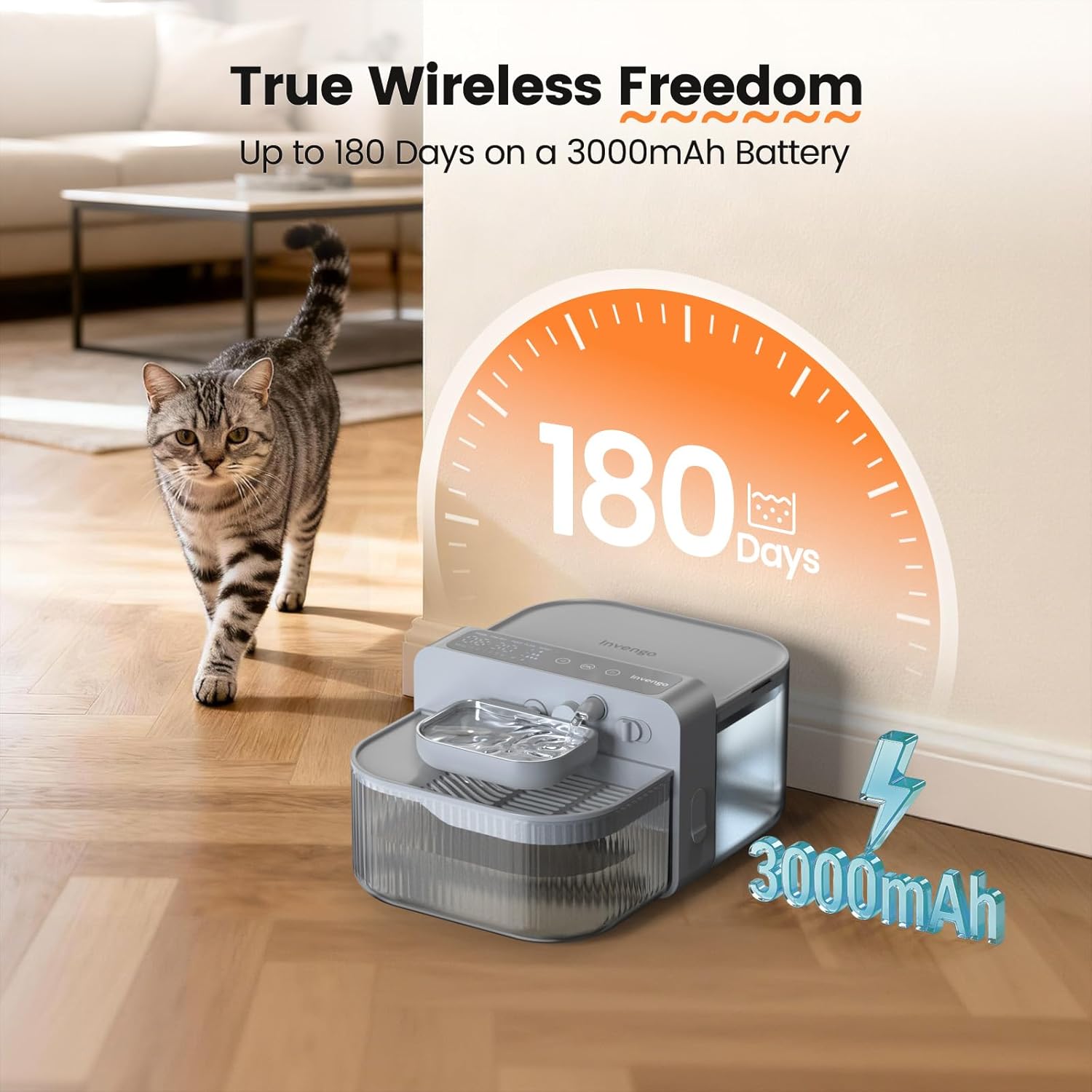 Thumbnail 1 de Invengo No-Filter Smart Cat Water Fountain (3.5L) – 304 Stainless Steel, Ultra-Quiet, Wireless