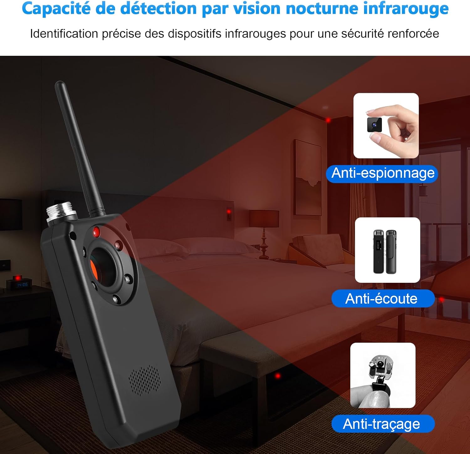 Thumbnail 6 de Diseleri Détecteur de Micros GPS et Caméra Cachée 4-en-1 — Protection discrète pour maison, bureau et voyage