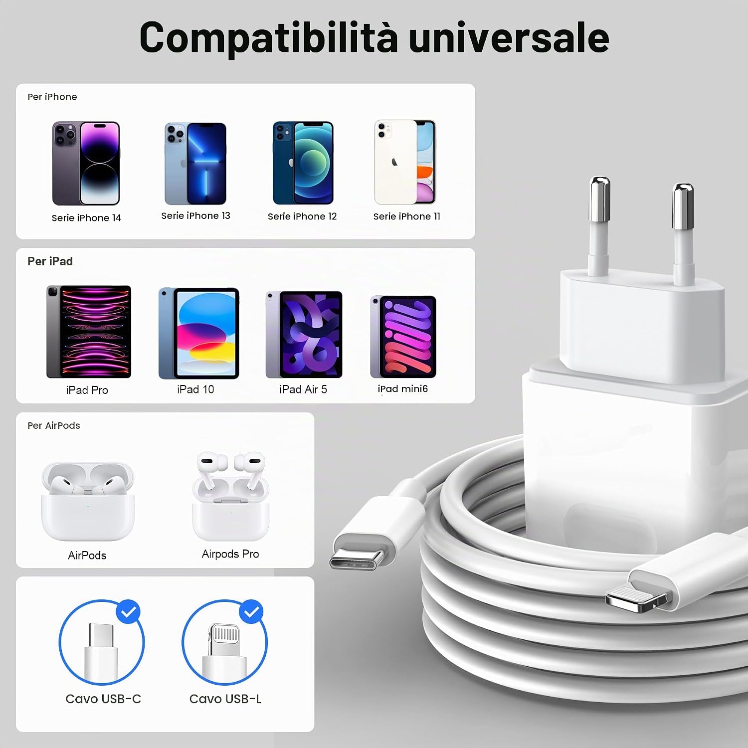 Thumbnail 6 de Caricabatterie USB-C per iPhone 14/13/12/11/SE 2 m cavo