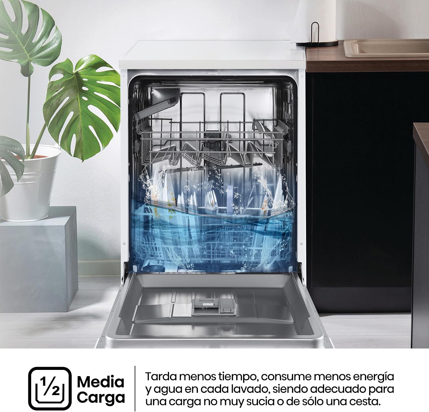 Detalle 2 de Hisense HS622E10W: Lavavajillas 60 cm, 13 Servicios, funcionamiento silencioso