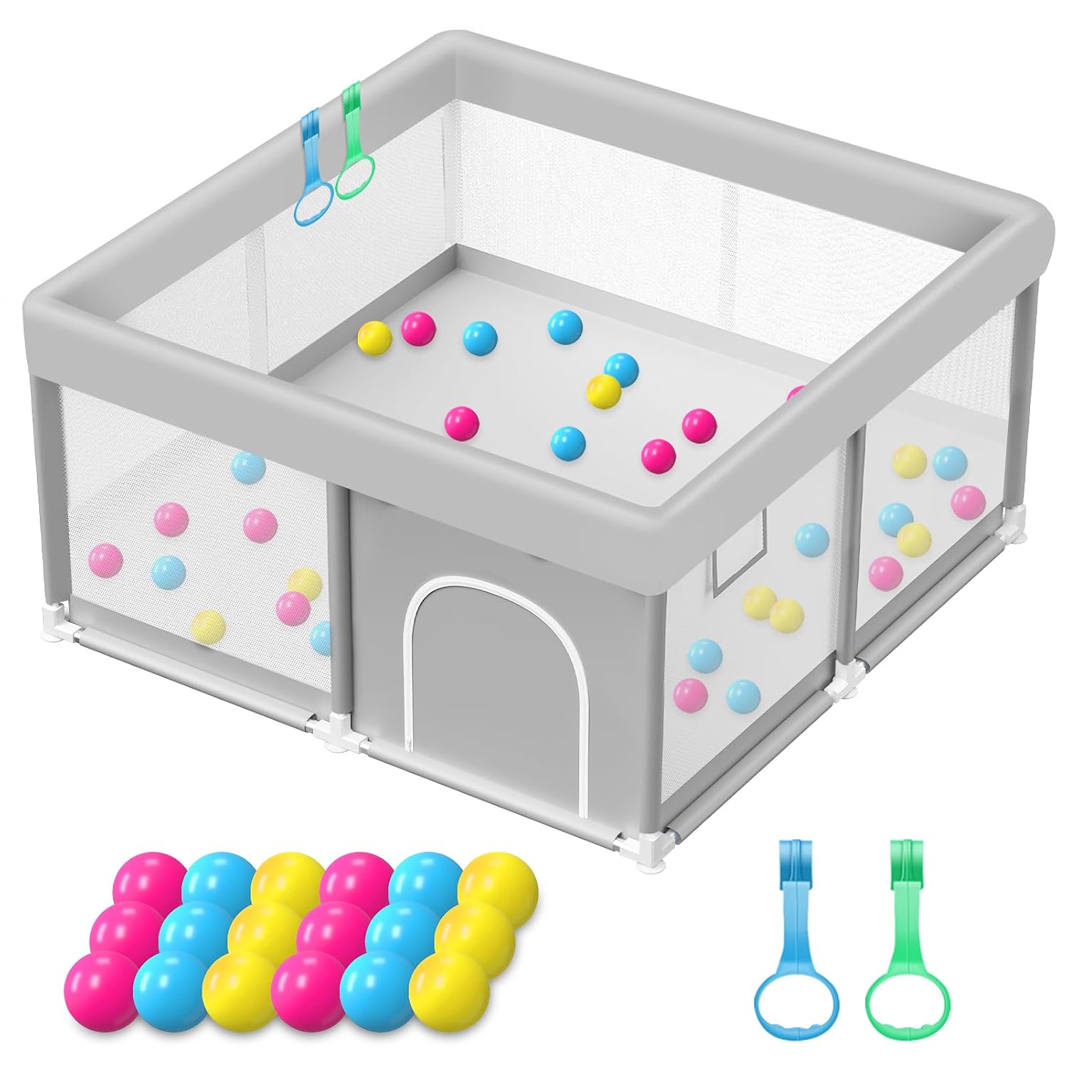 Detalle de Jaobeem 50 x 50-Inch Baby Playpen with Balls and Pull Rings