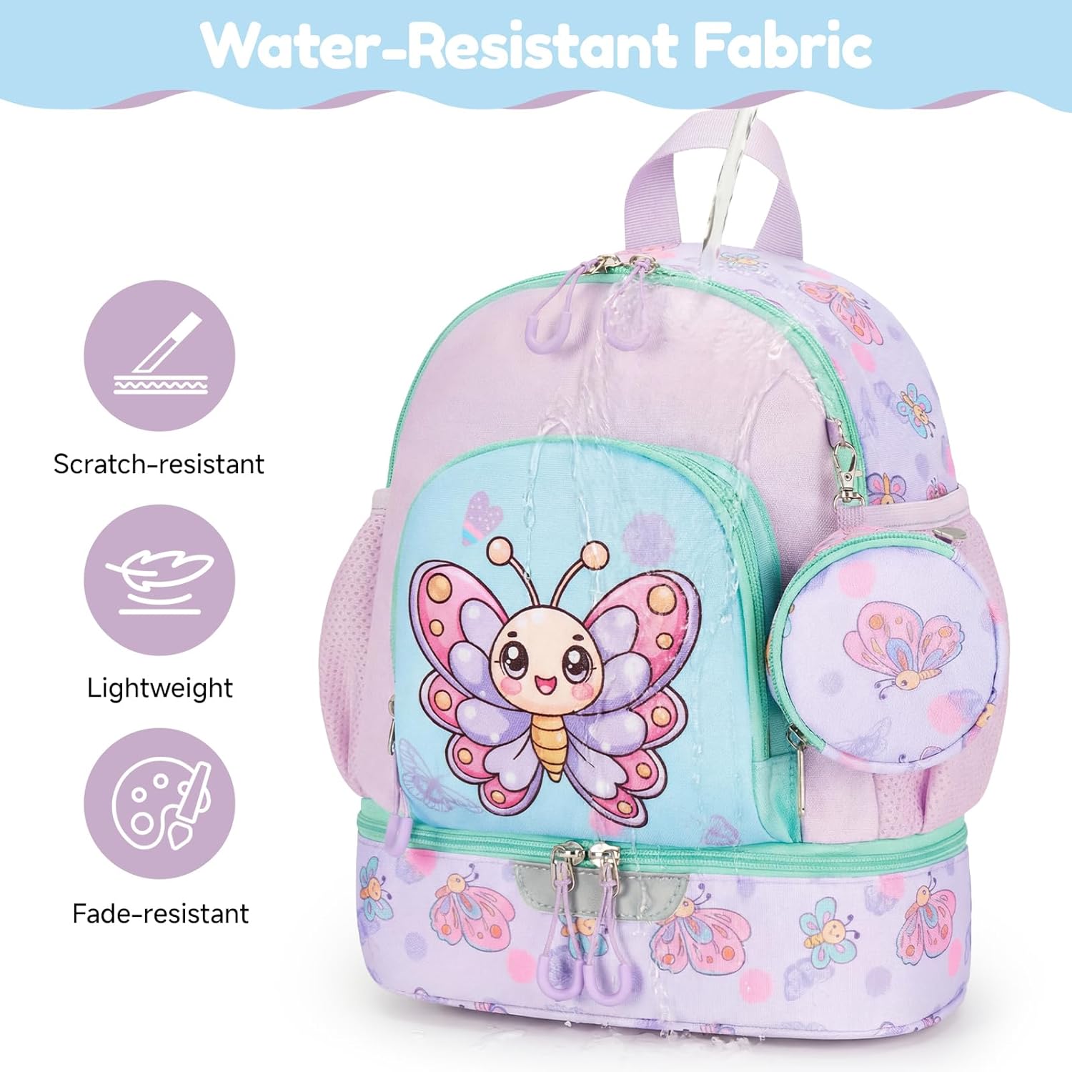 Thumbnail 6 de PROTAURI Sac à Dos Enfant Maternelle Papillon – Cartable École avec Compartiment Isotherme et Sangle de Poitrine