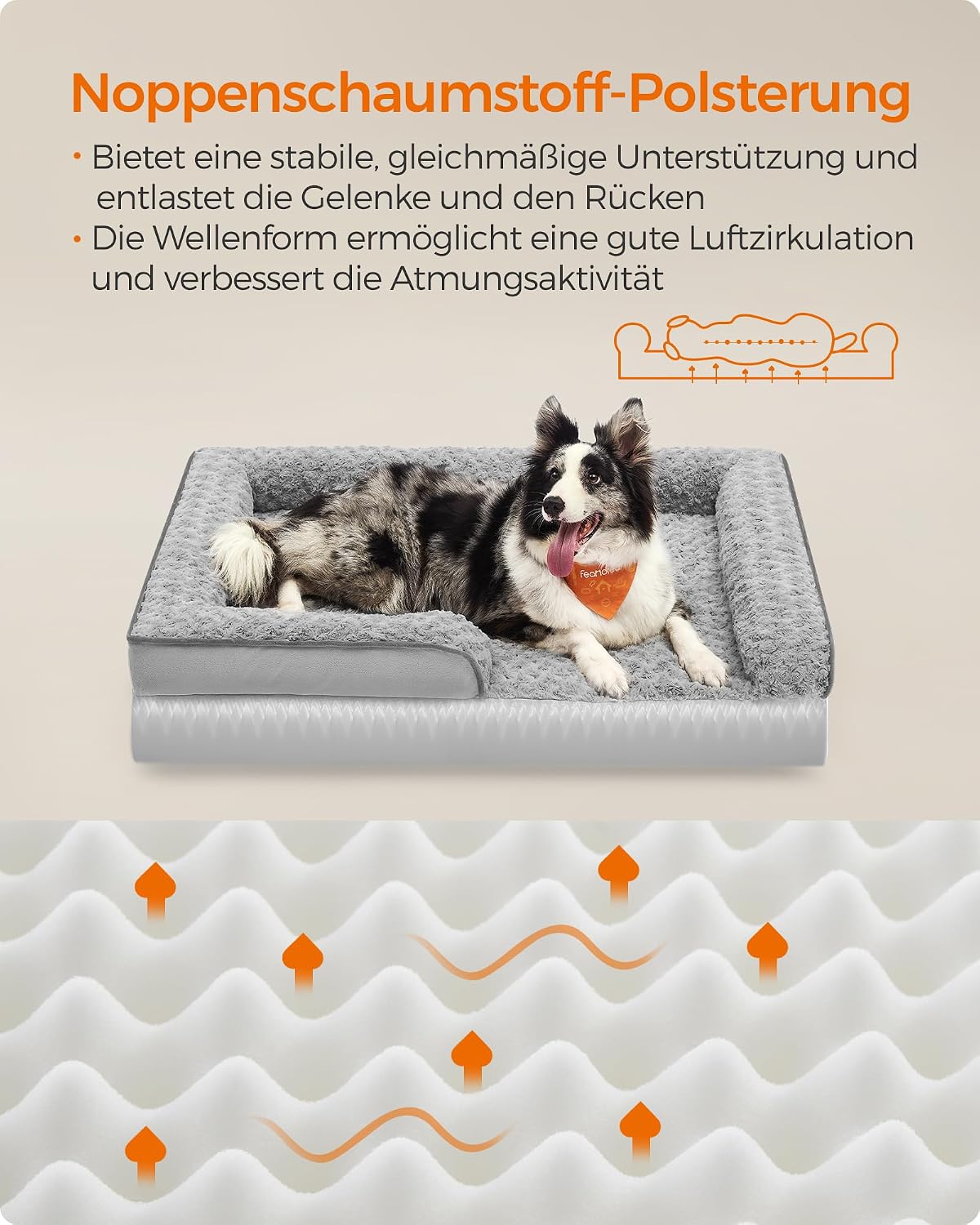 Detalle de Feandrea PGW253G01 orthopädisches Hundebett 106×76 cm