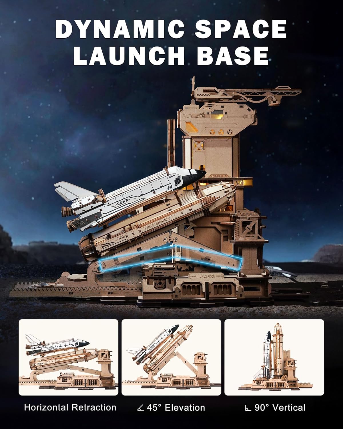 Thumbnail 4 de ROKR LKA02 Space Shuttle 3D Wooden Puzzle 🧩