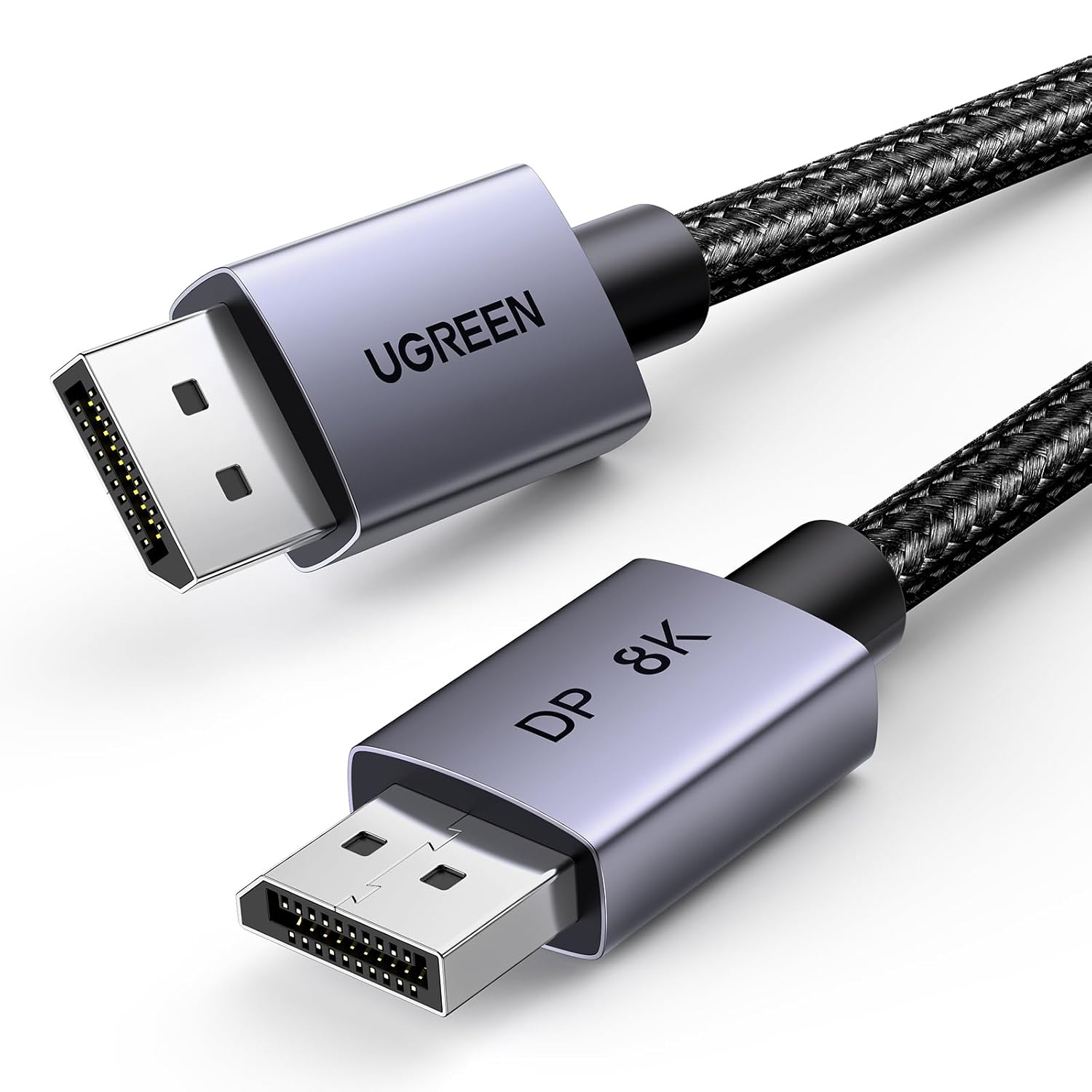 UGREEN Cavo DisplayPort 1.4 8K 60Hz / 4K 240Hz – Cavo DP maschio a maschio in alluminio, nylon intrecciato, HDR, compatibile con PC e display