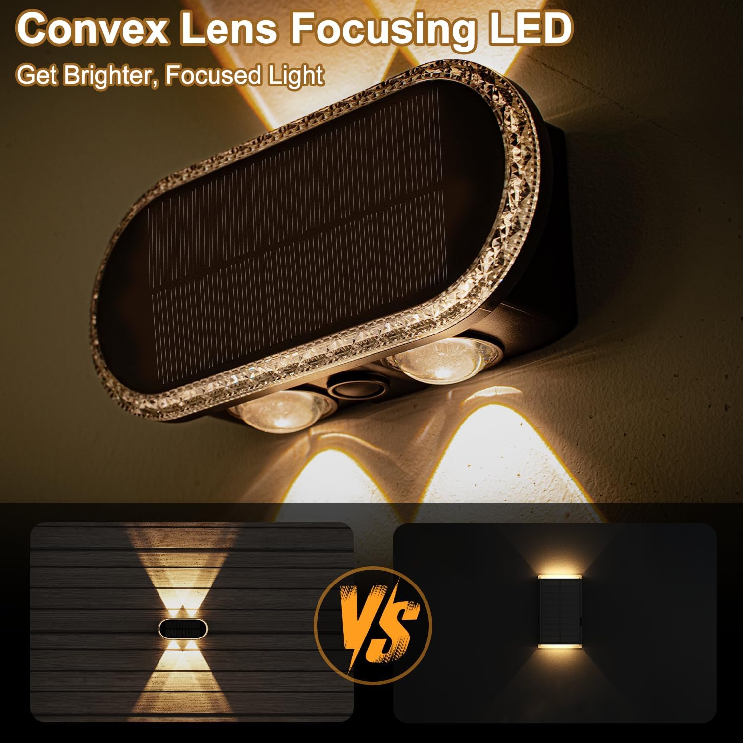 Thumbnail 1 de ELLASAY Solar Fence Lights Outdoor 2-Pack: Up and Down Garden Illumination with 4 LEDs and 3 Colour Modes