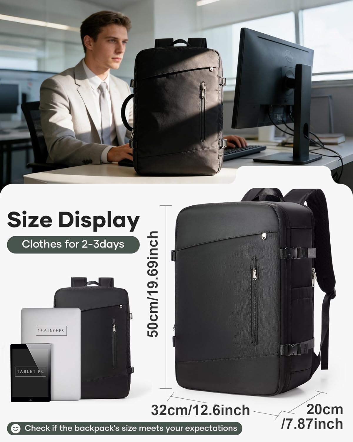 Thumbnail 4 de VECAVE Vacuum Travel Backpack Garment Bag Large Suit Bag for Travel