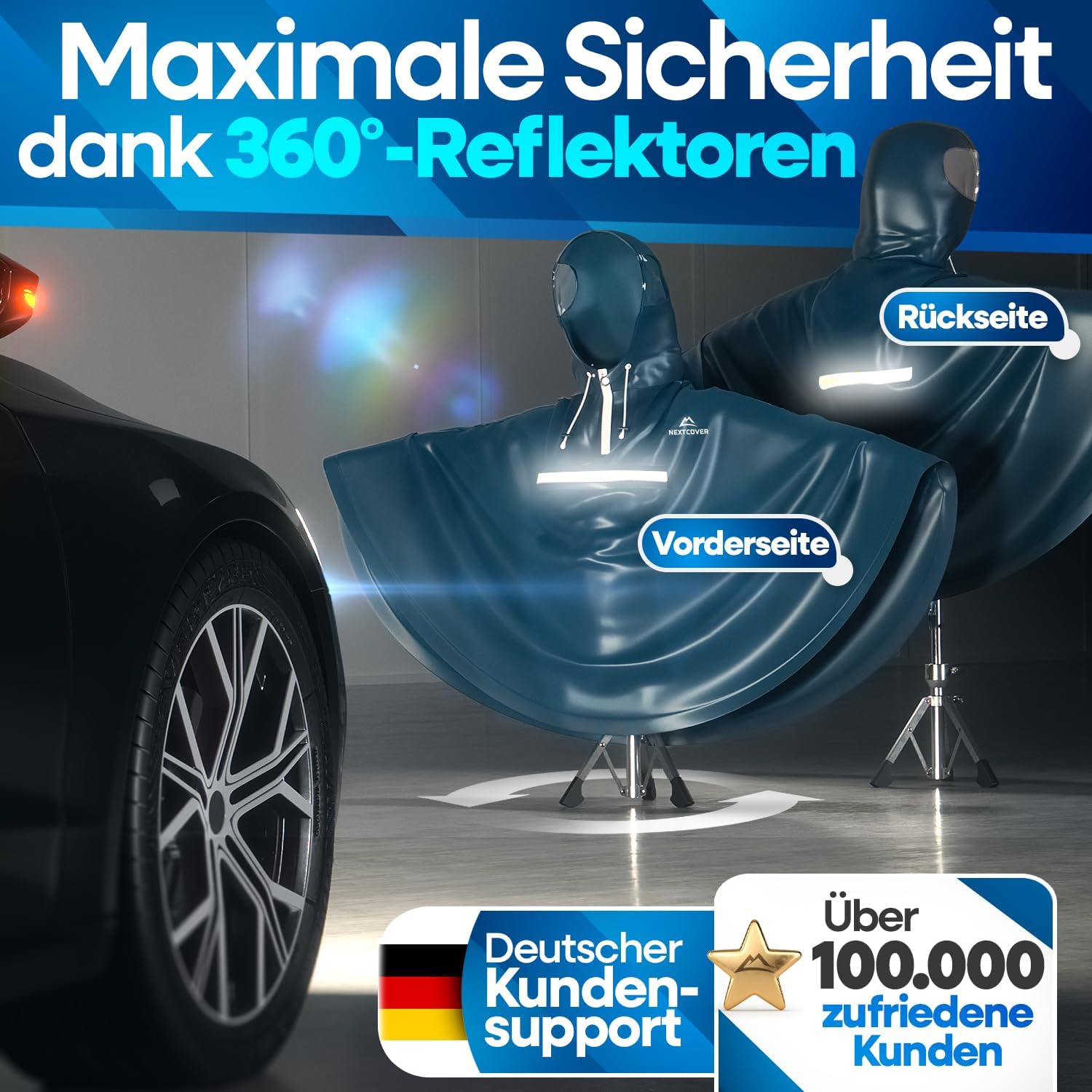 Thumbnail 4 de NEXTCOVER NEU Regenponcho Fahrrad Unisex – AquaShield 2.0, 3 Größen, wasserdicht und winddicht