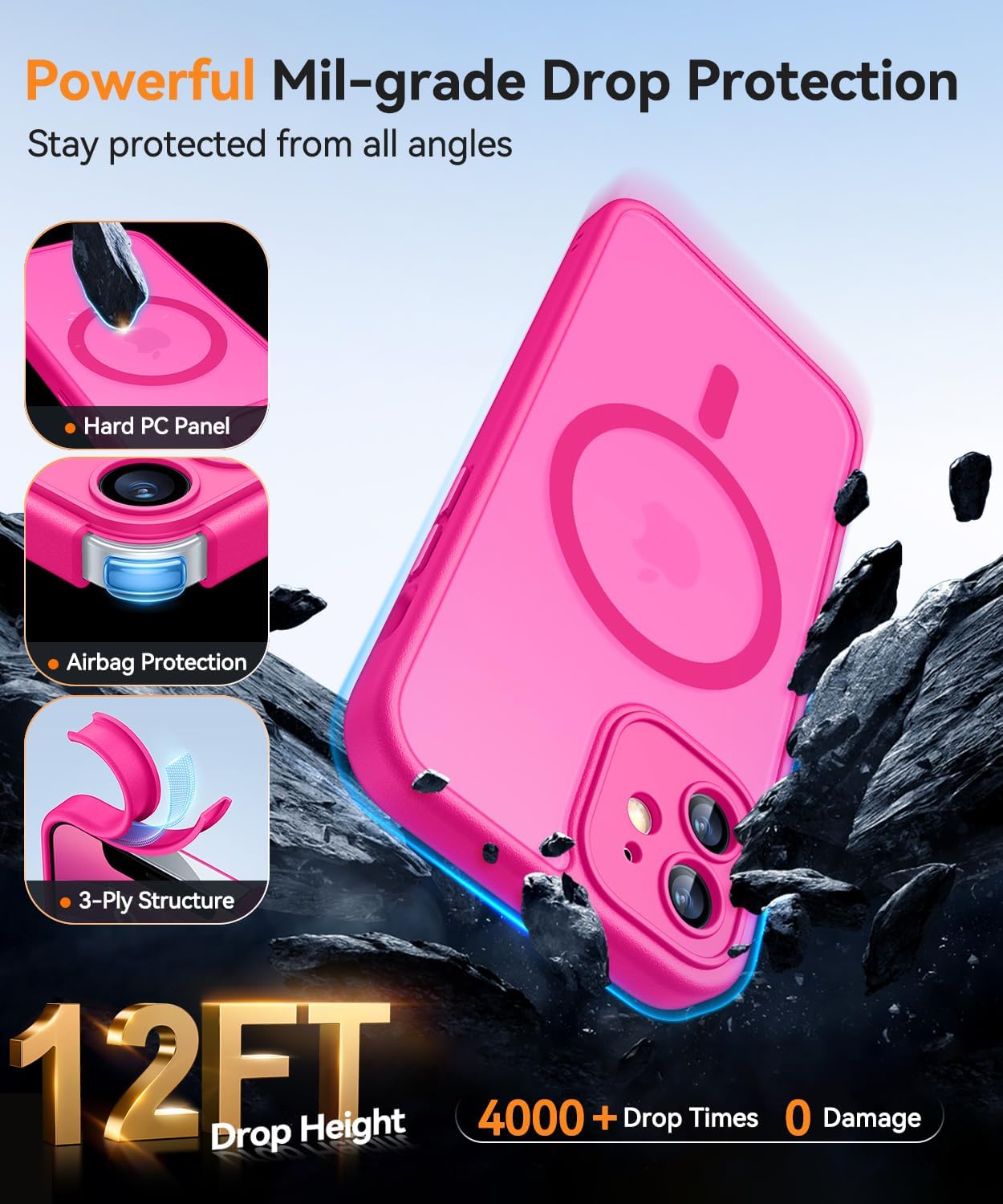 Thumbnail 5 de CANSHN Magnetica Cover per iPhone 12 Mini (5.4 pollici) - Protezione completa della fotocamera, color rosa caldo