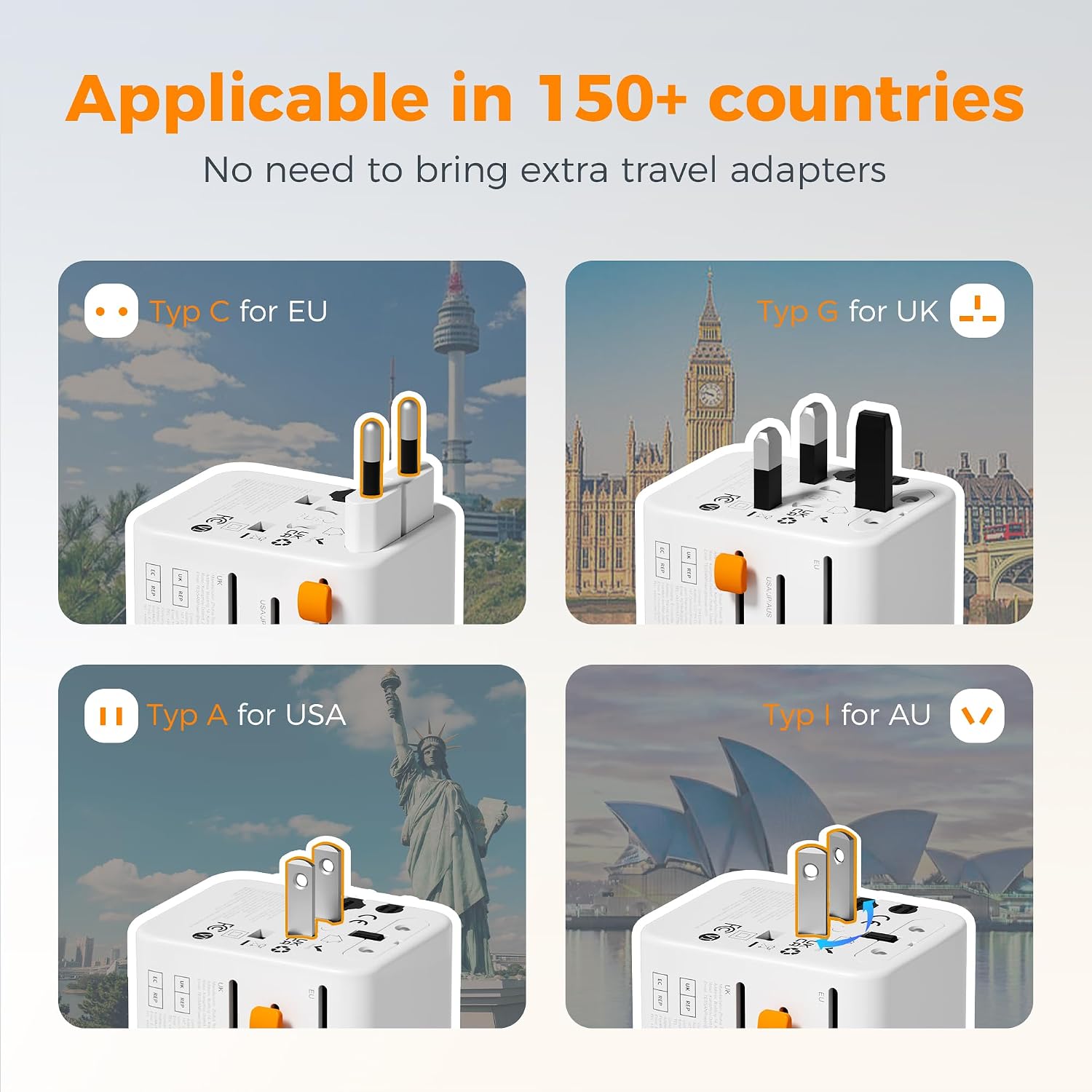 Detalle 2 de TESSAN Universal Travel Adapter 2500W 🔌