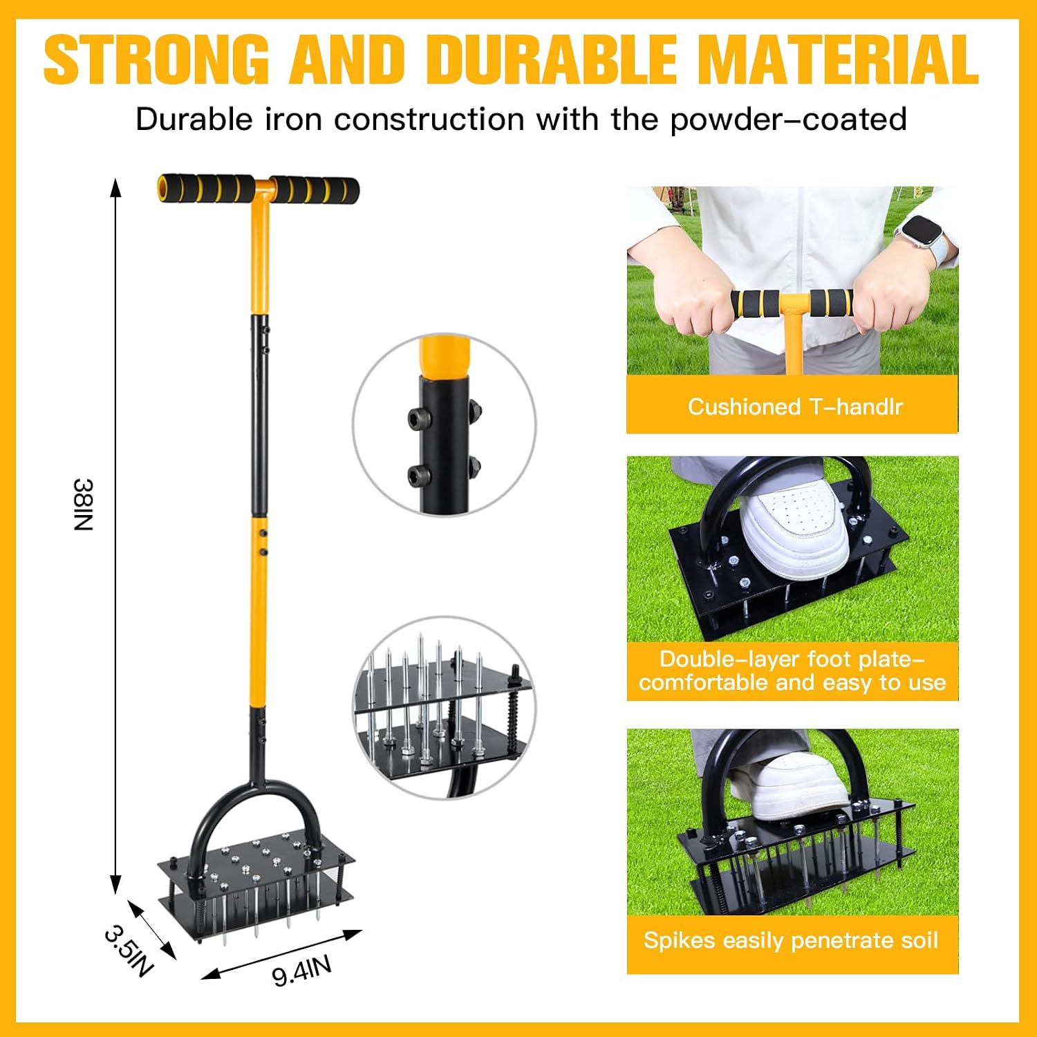 Thumbnail 3 de ROCKY&CHAO Manual Lawn Aerator 16 Spike