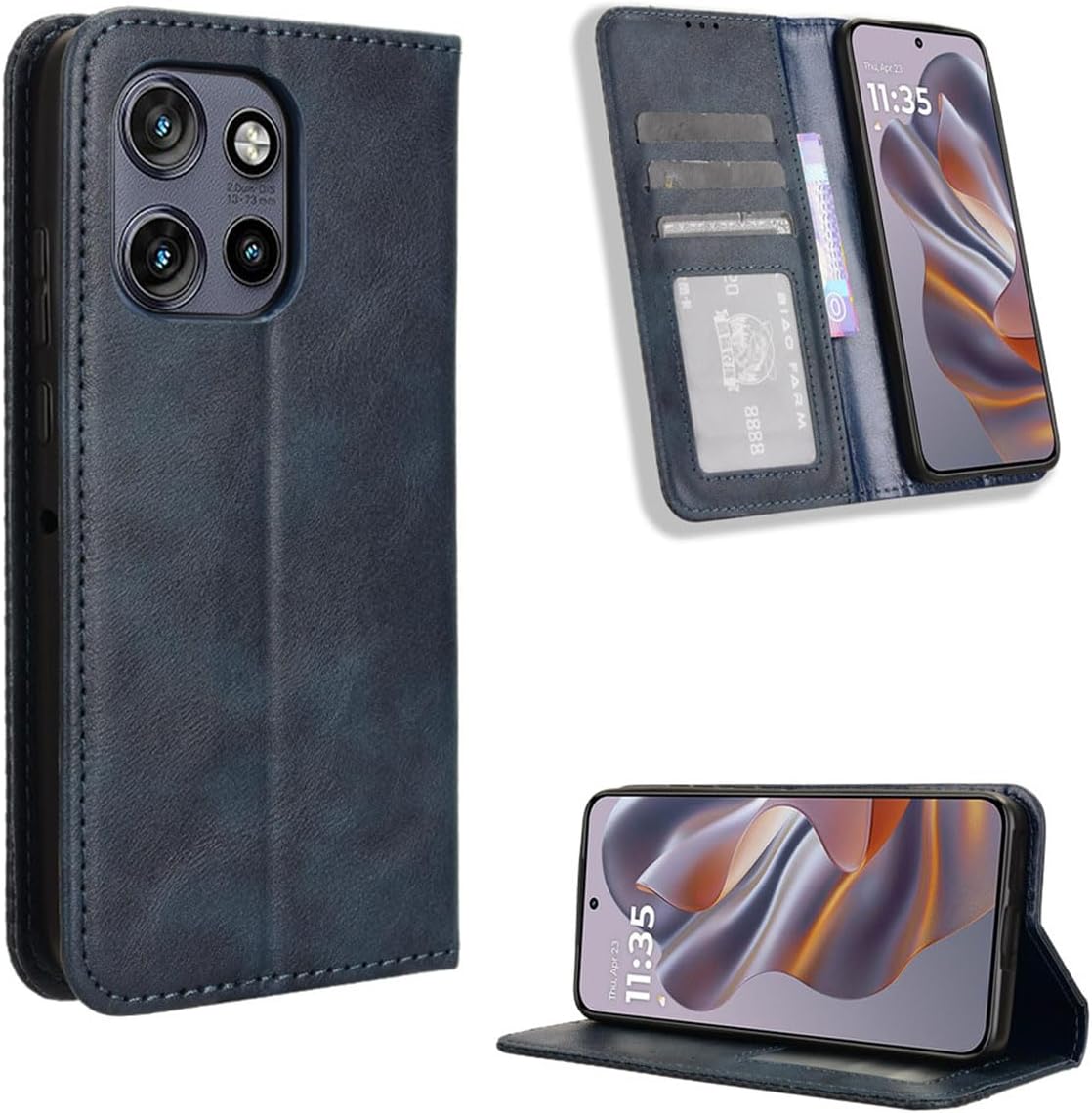 Detalle de UPLAI Wallet Case for Motorola Edge 50 Neo / Moto ThinkPhone 25 – Premium Leather, Magnetic Closure, Slim Kickstand